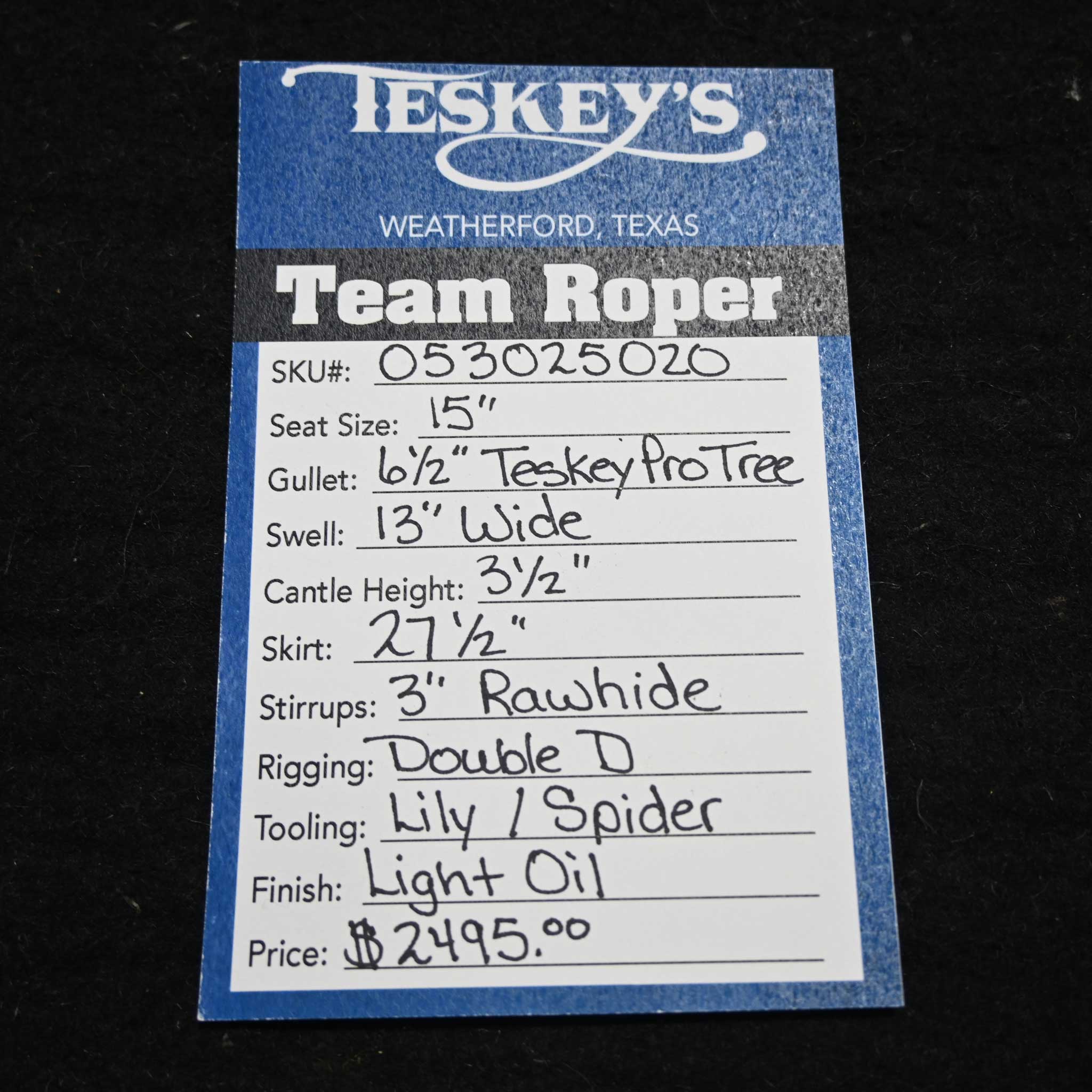 15" TESKEY'S TEAM ROPING SADDLE - Image 3