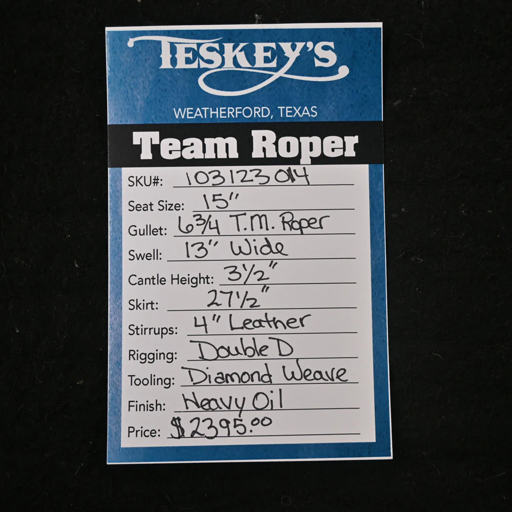 15" TESKEY'S TEAM ROPING SADDLE - Image 3