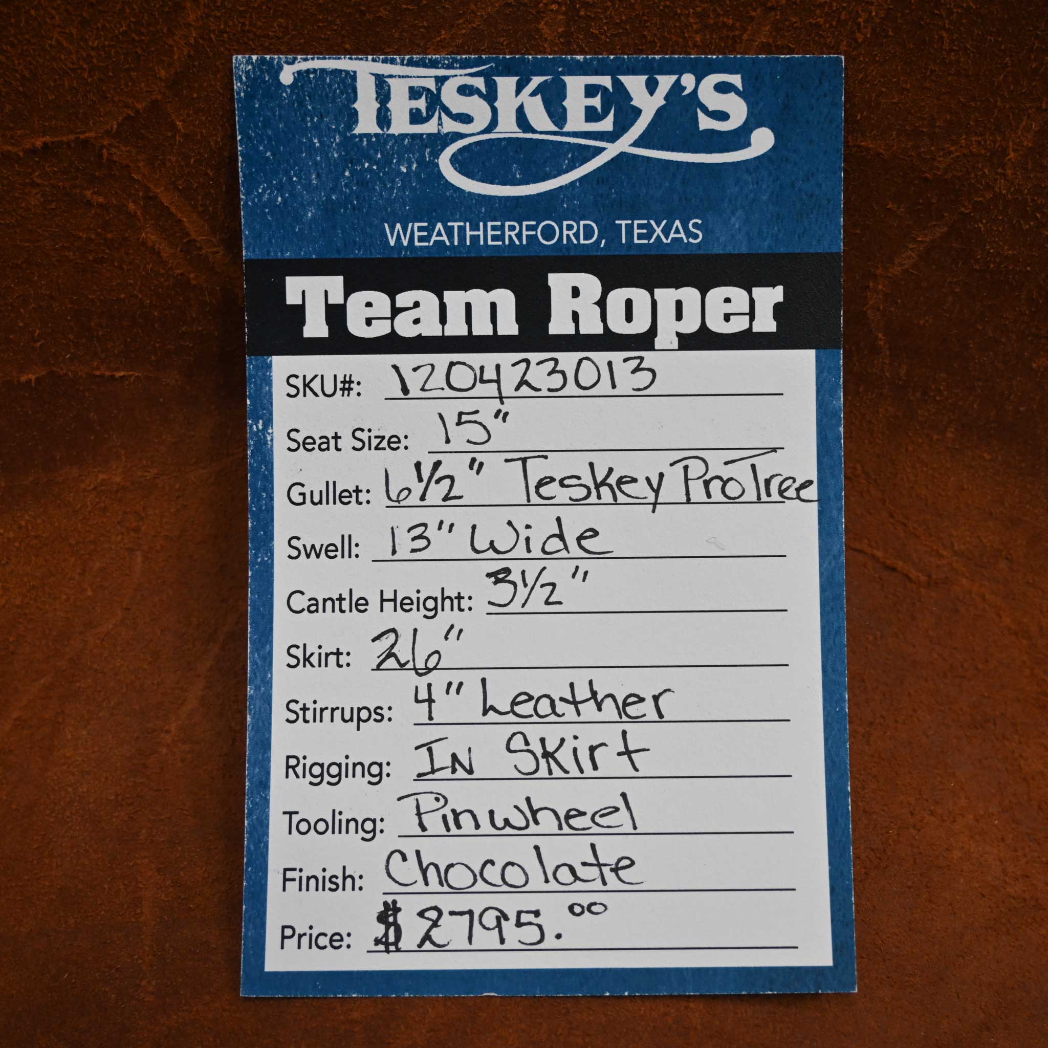 15" TESKEY'S TEAM ROPING SADDLE - Image 2