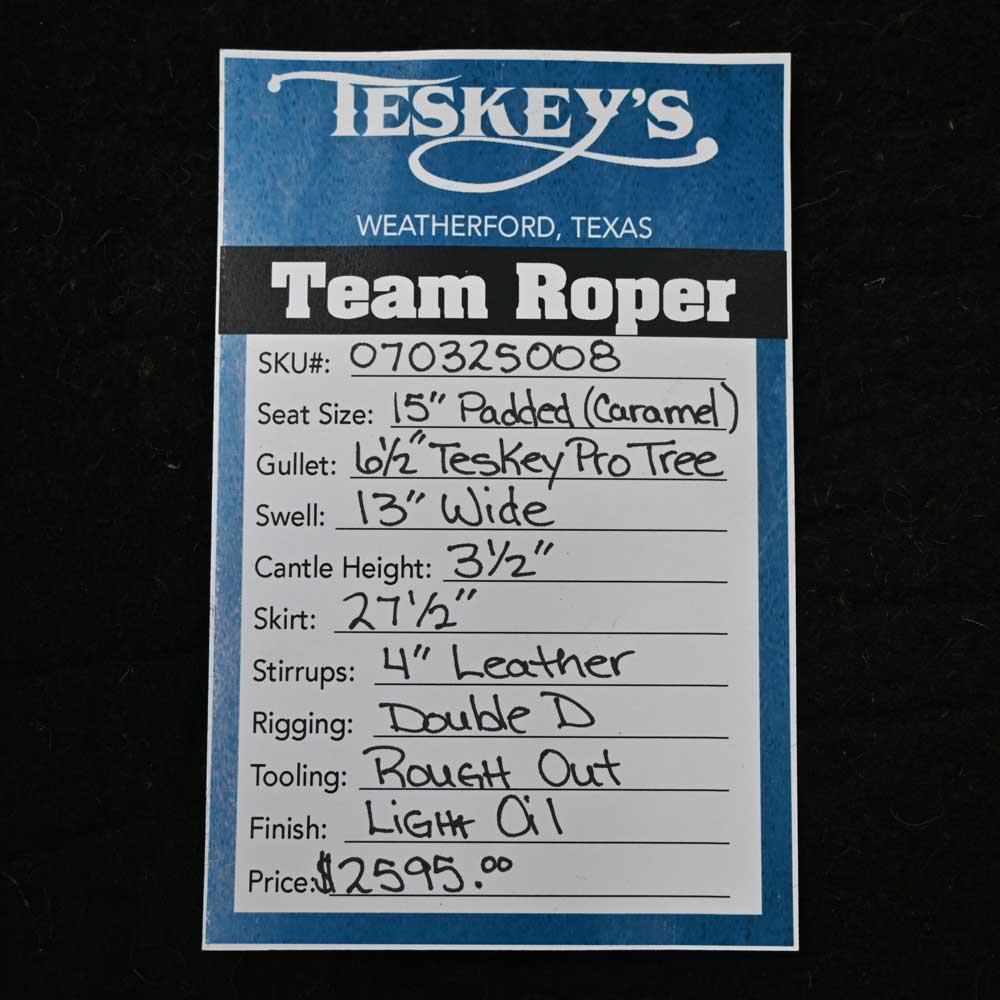 15" TESKEY'S TEAM ROPING SADDLE - Image 3