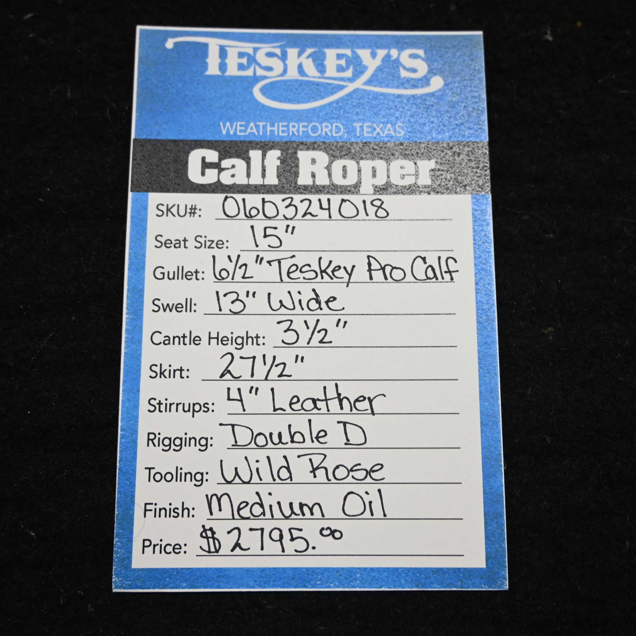 15" TESKEY'S CALF ROPING SADDLE - Image 2