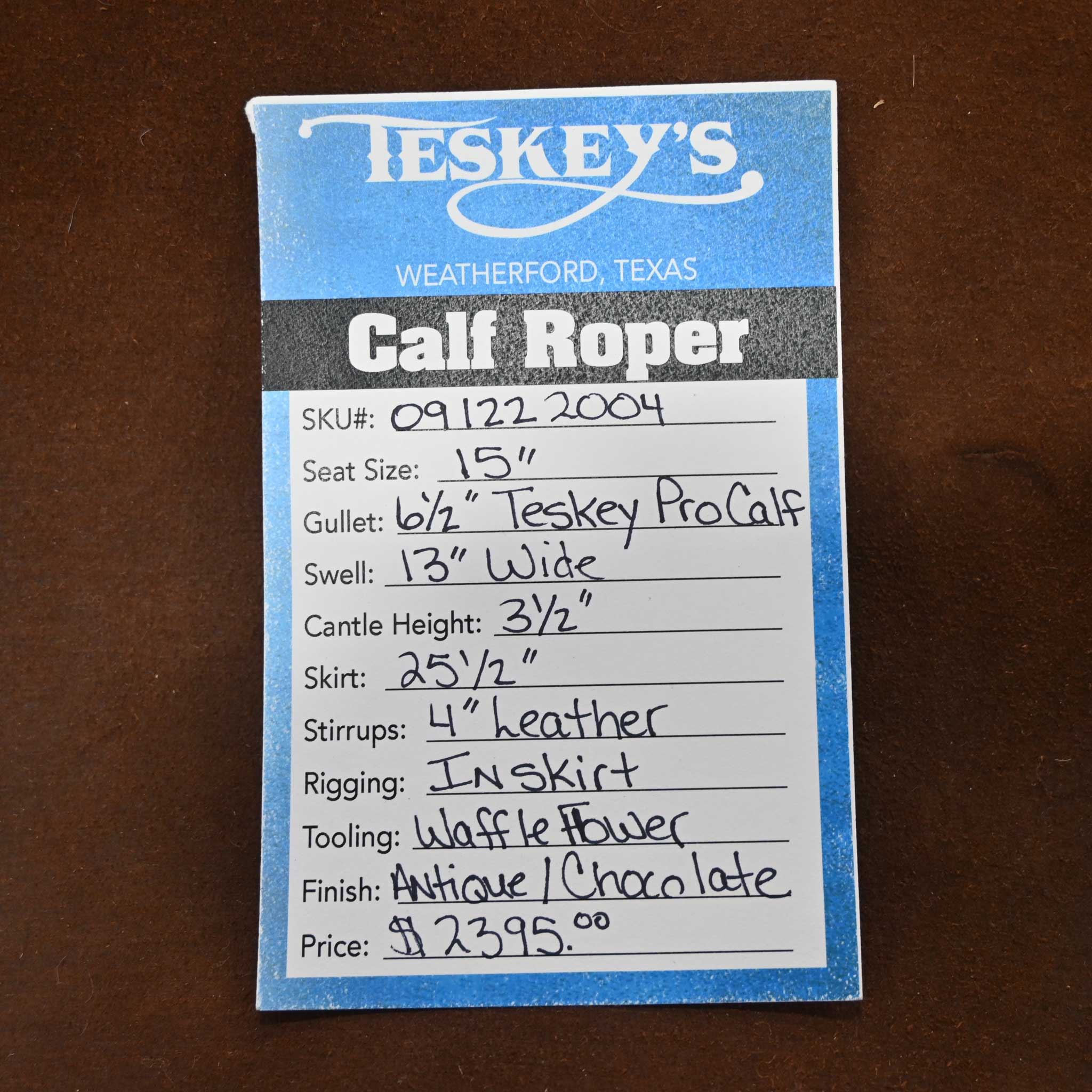 15" TESKEY'S CALF ROPING SADDLE - Image 2