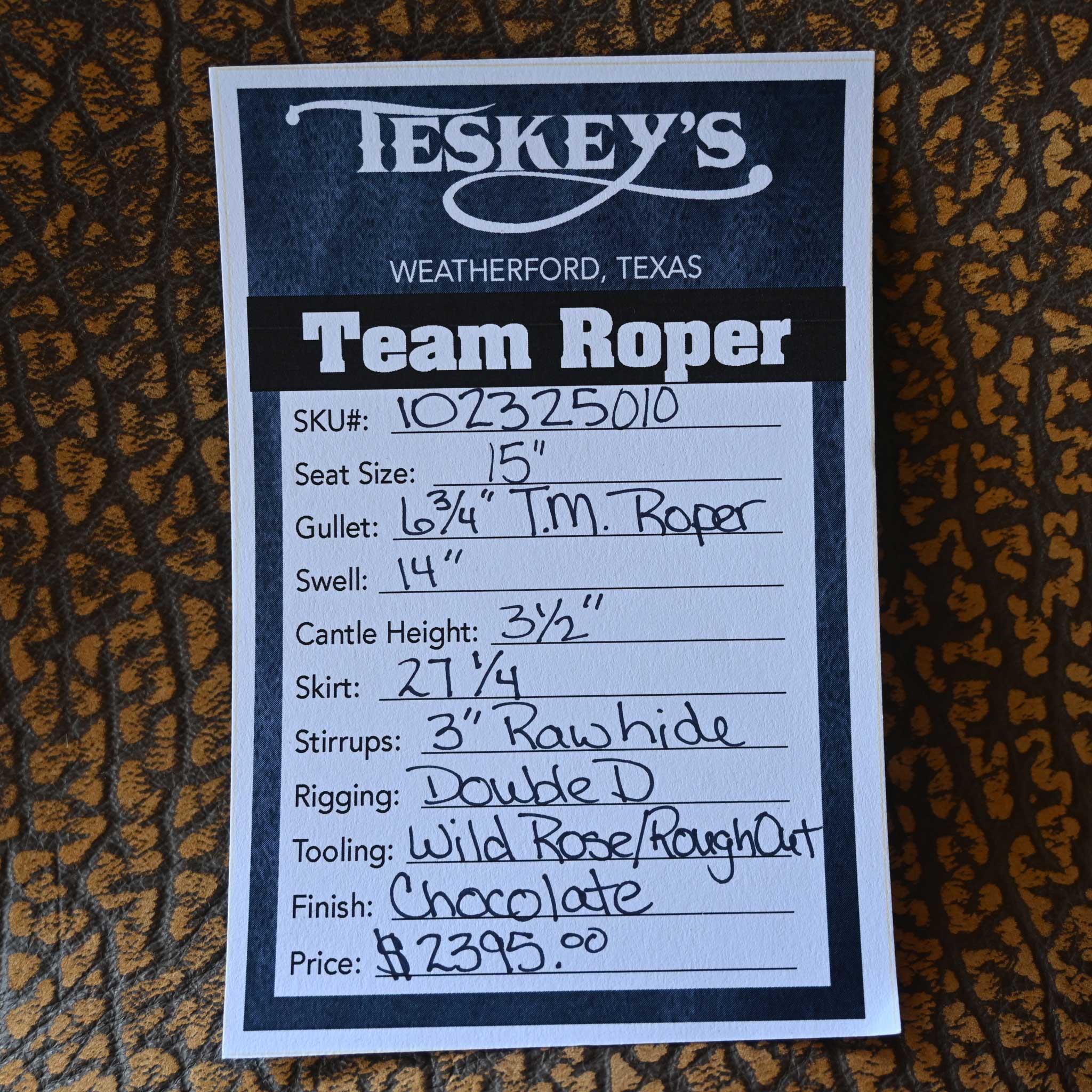 15" TESKEY'S TEAM ROPING SADDLE - Image 3