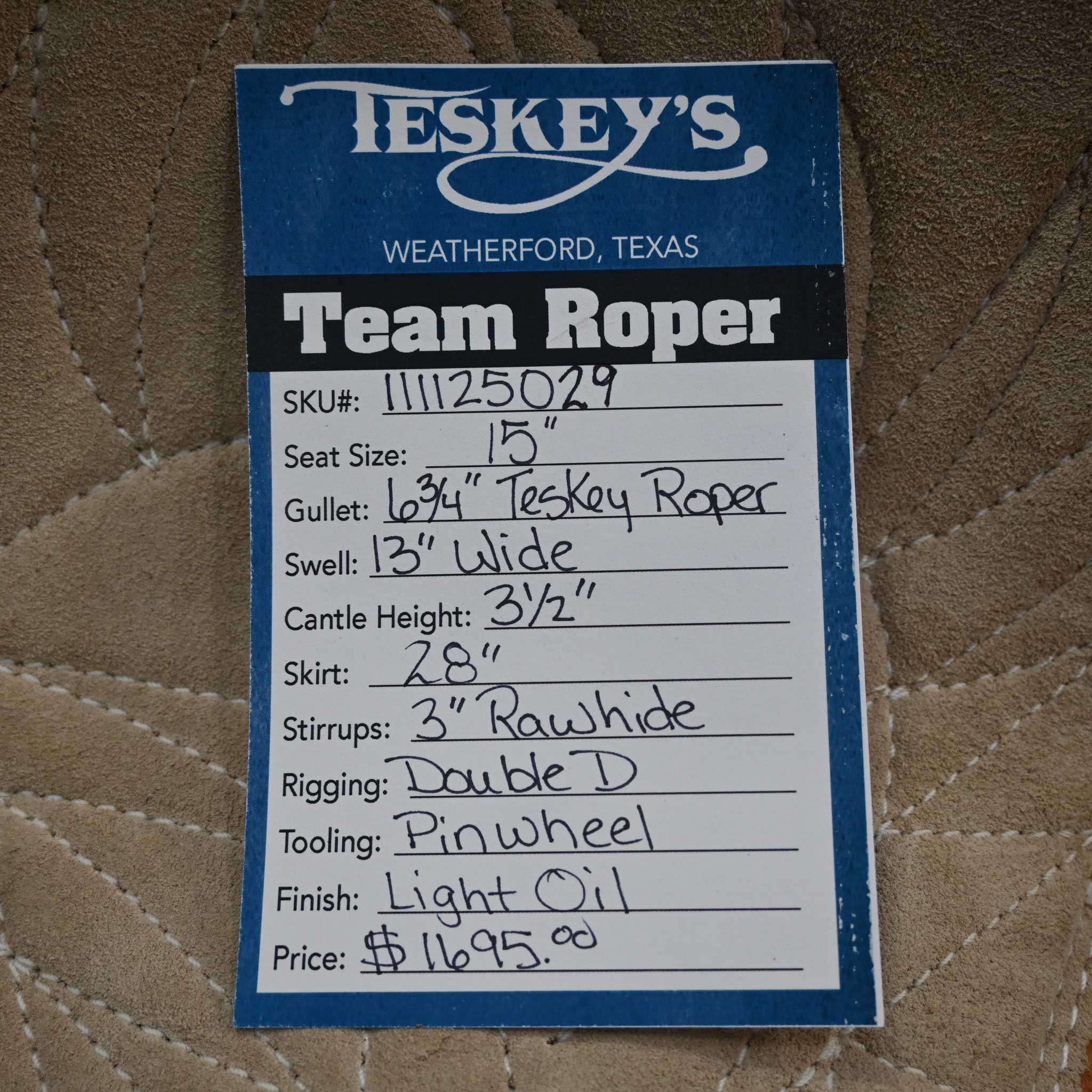 15" TESKEY'S TEAM ROPING SADDLE - Image 3