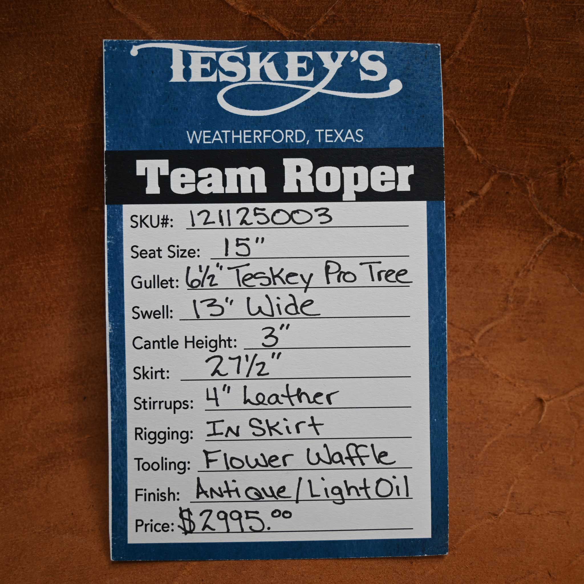 15" TESKEY'S TEAM ROPING SADDLE - Image 7