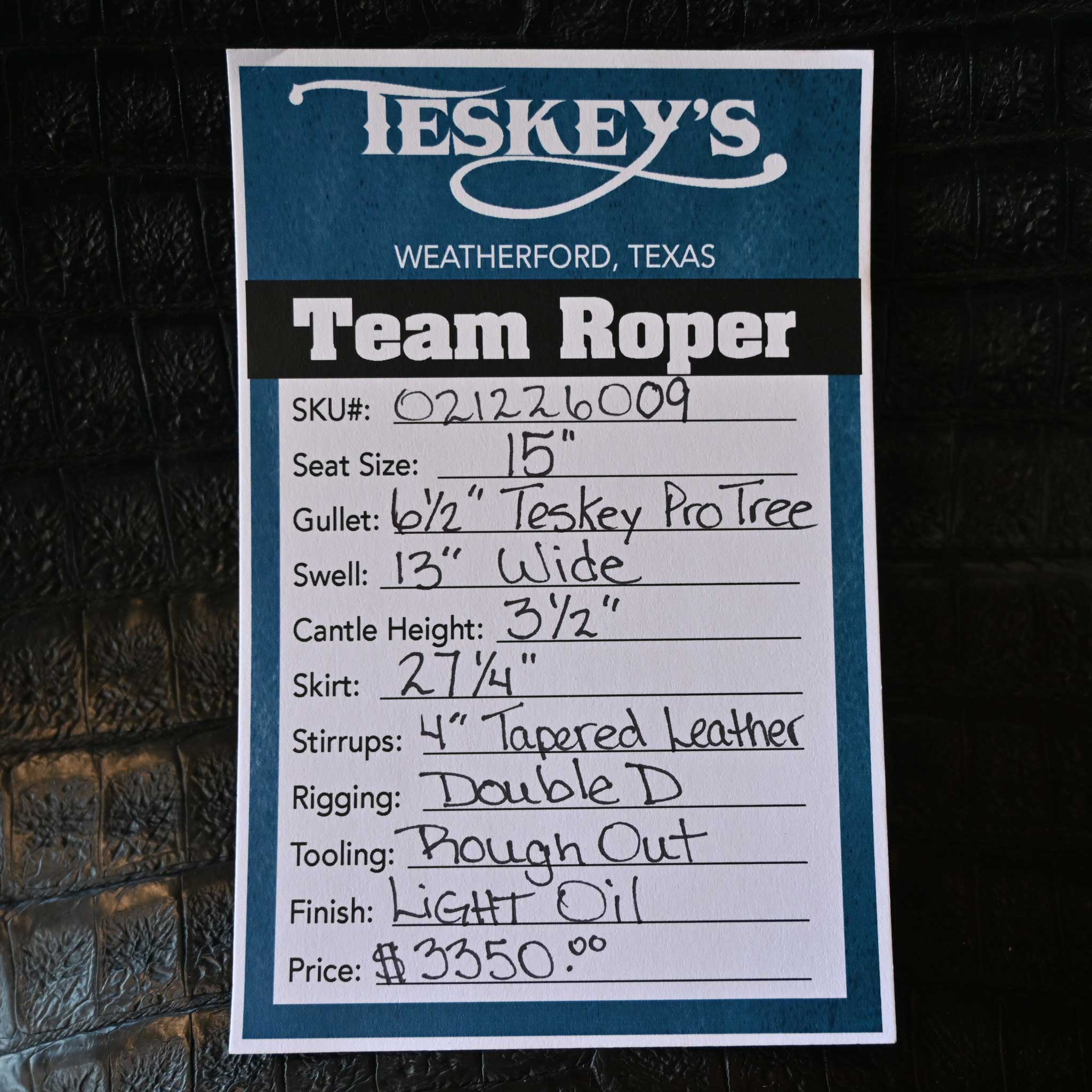 15" TESKEY'S LOPEZ TEAM ROPING SADDLE - Image 4