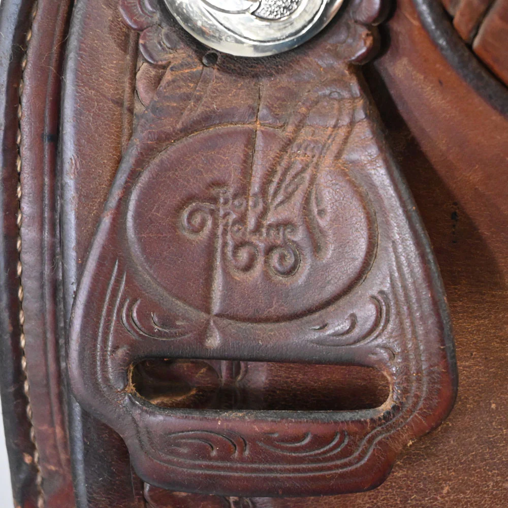15" USED BOB MOLINE TEAM ROPING SADDLE - Image 4