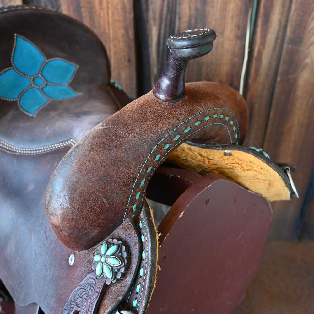 15" USED DOUBLE J POZZI PRO BARREL SADDLE - Image 2