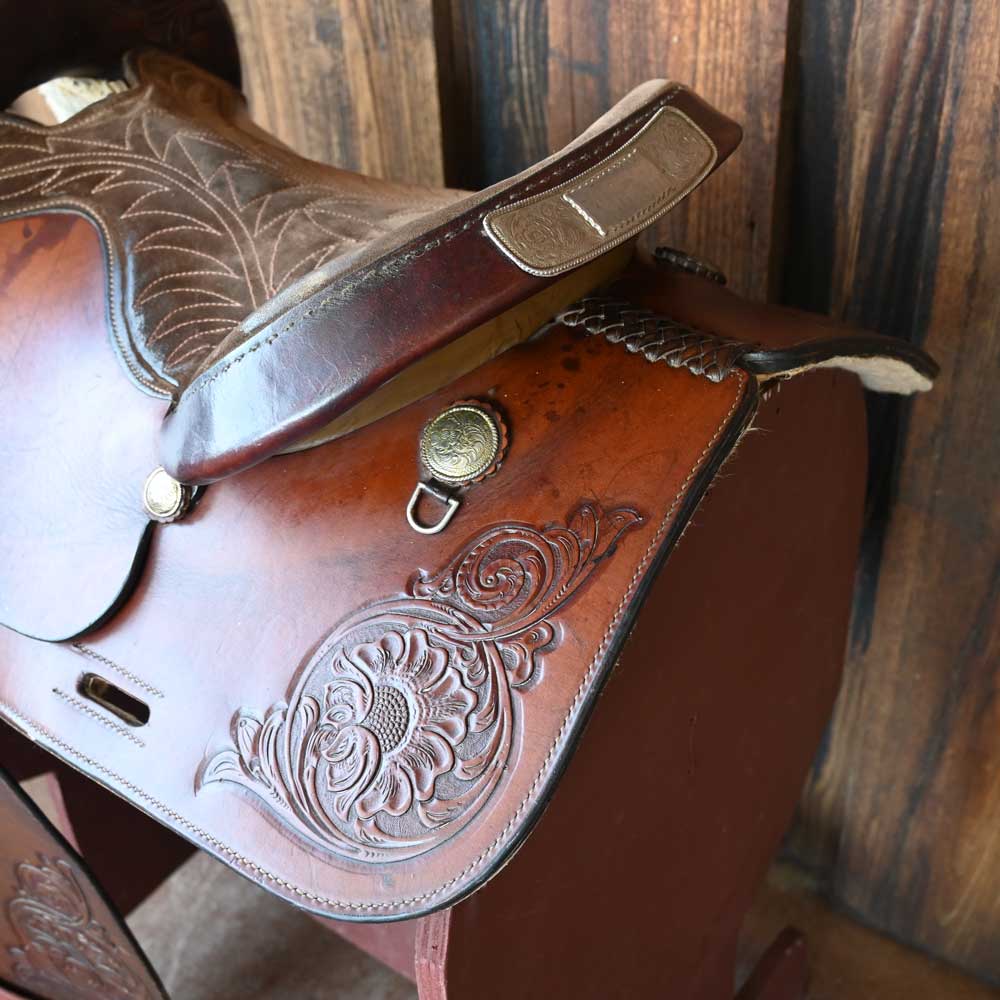 15" USED HEREFORD ROPING SADDLE - Image 3