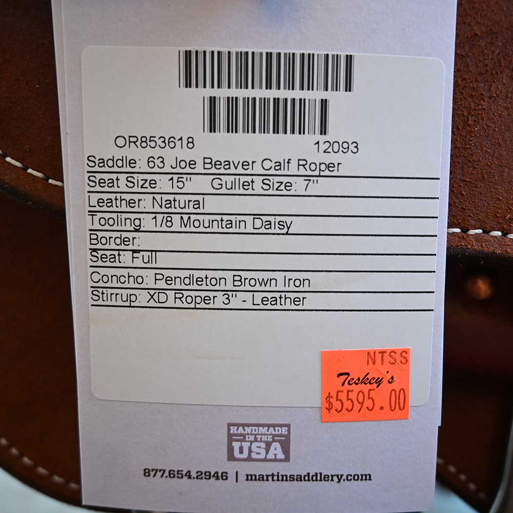 15" MARTIN JOE BEAVER CALF ROPING SADDLE - Image 2