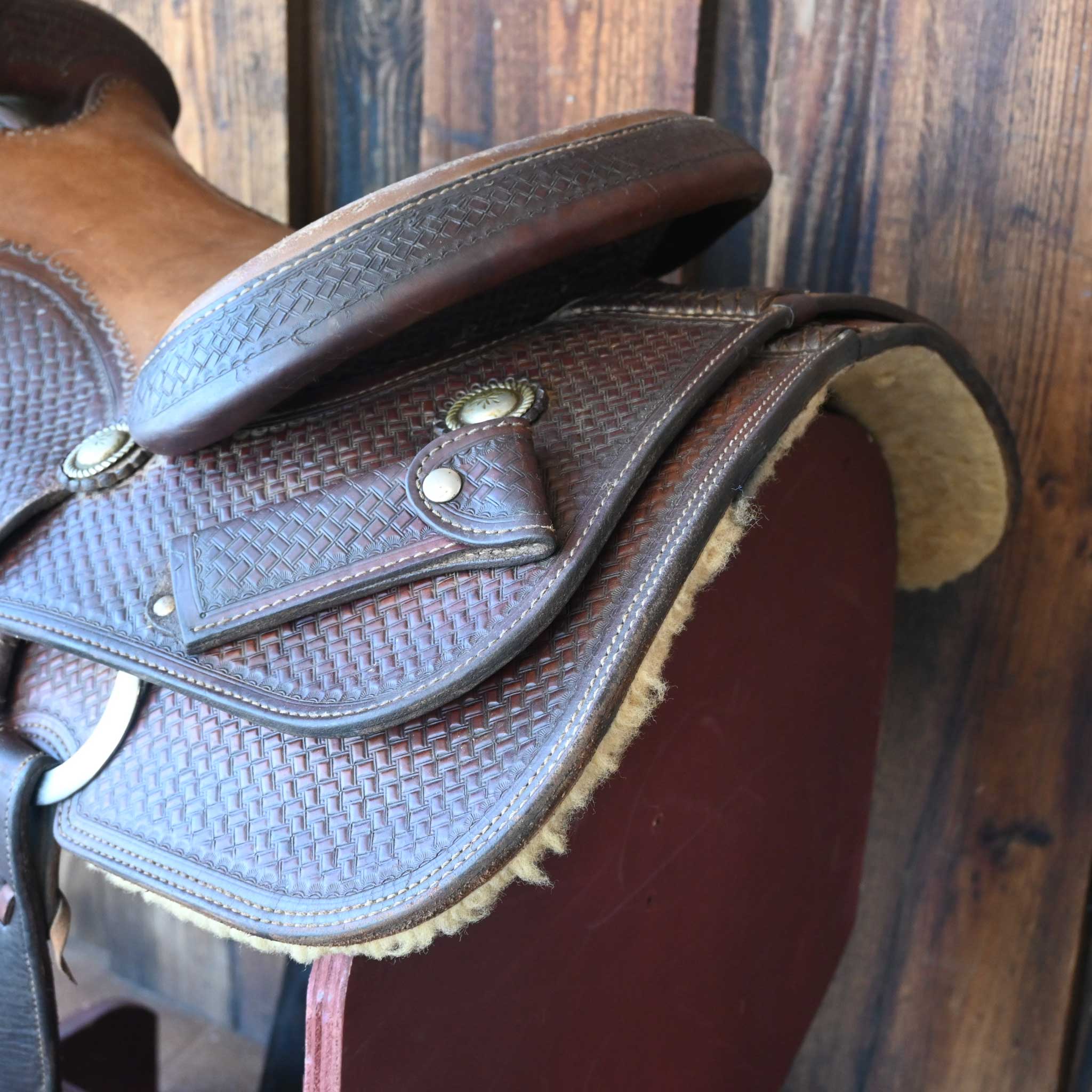 15" USED RYON'S MARK HURLEY TEAM ROPING SADDLE - Image 3