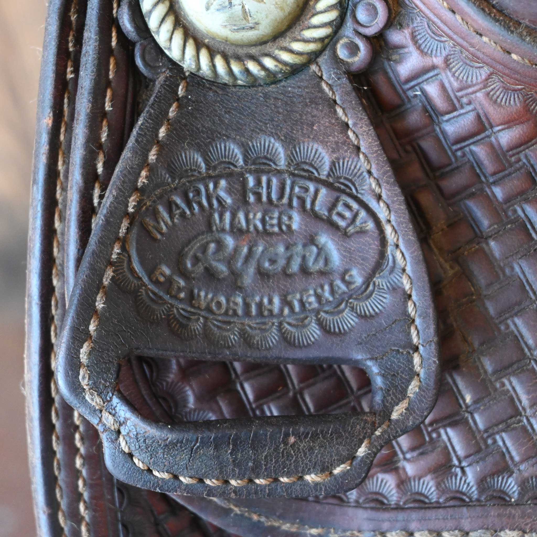 15" USED RYON'S MARK HURLEY TEAM ROPING SADDLE - Image 4