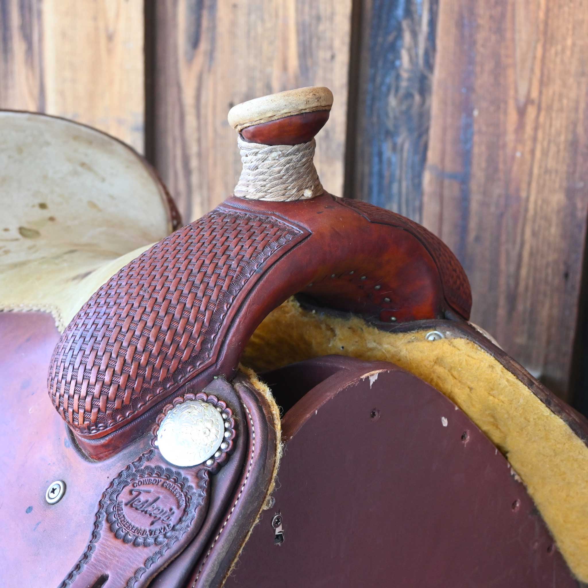 15" USED TESKEY'S CALF ROPING SADDLE - Image 2