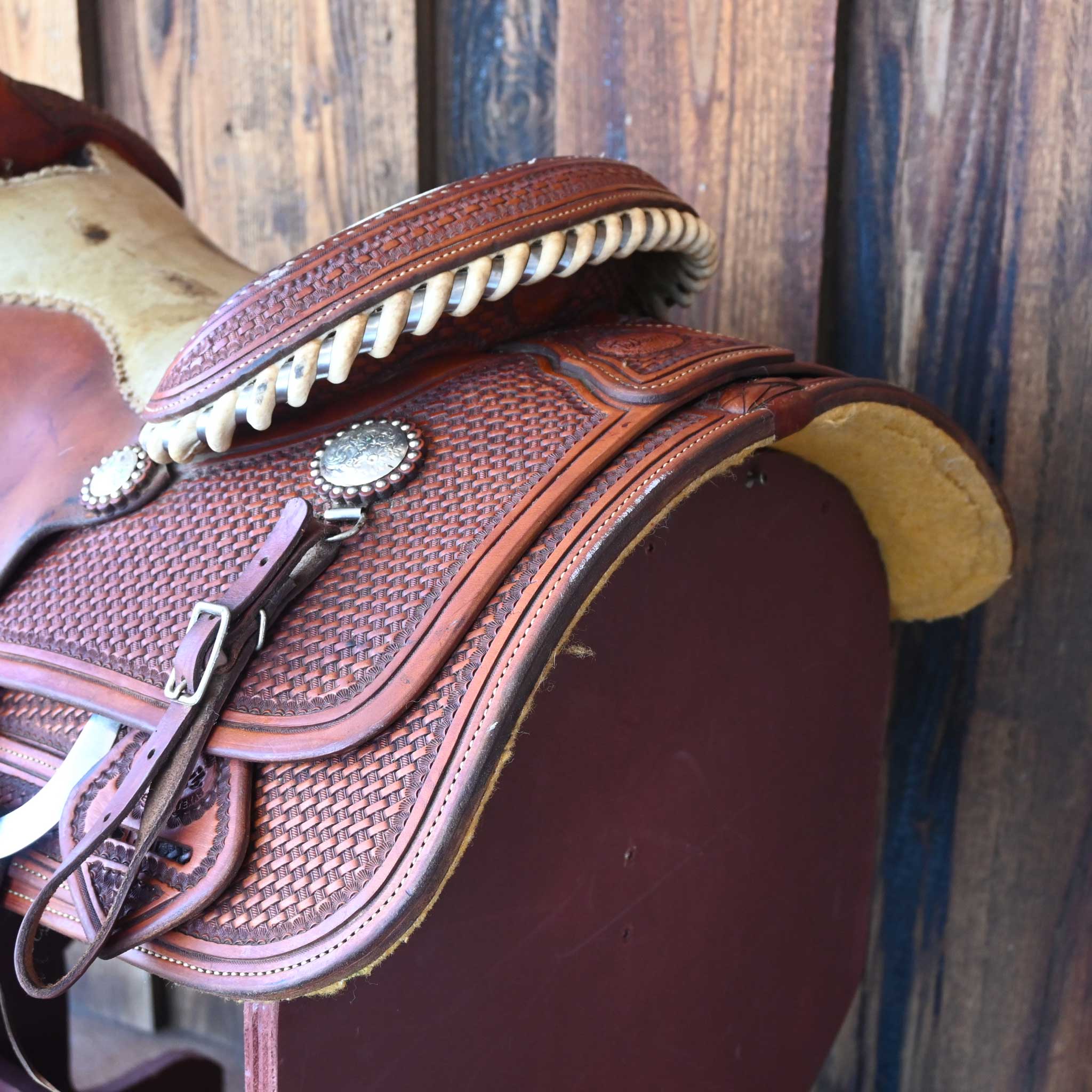 15" USED TESKEY'S CALF ROPING SADDLE - Image 3