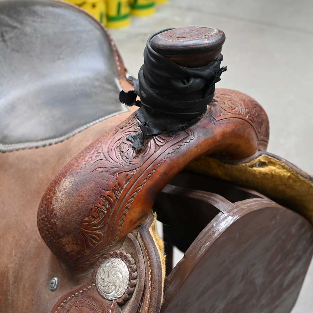 15" USED TESKEY'S TEAM ROPING SADDLE - Image 2