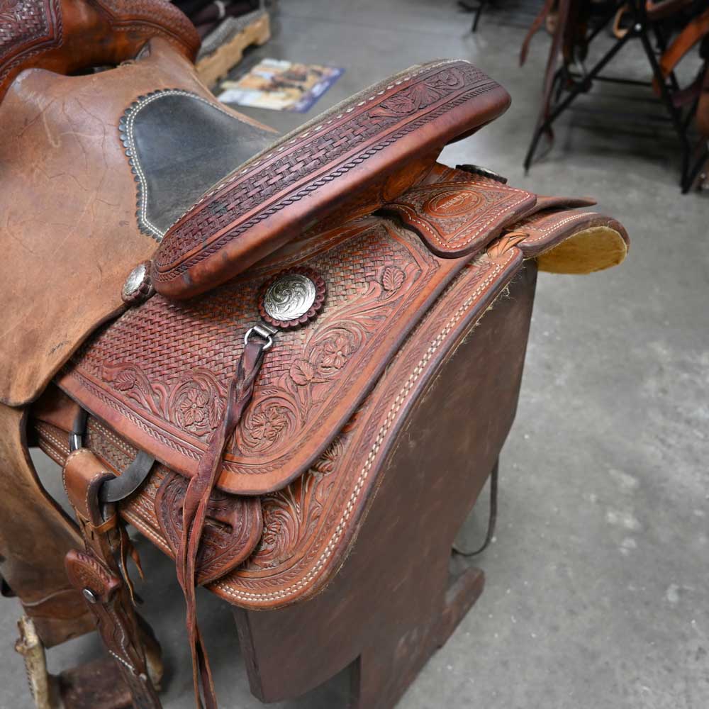 15" USED TESKEY'S TEAM ROPING SADDLE - Image 3