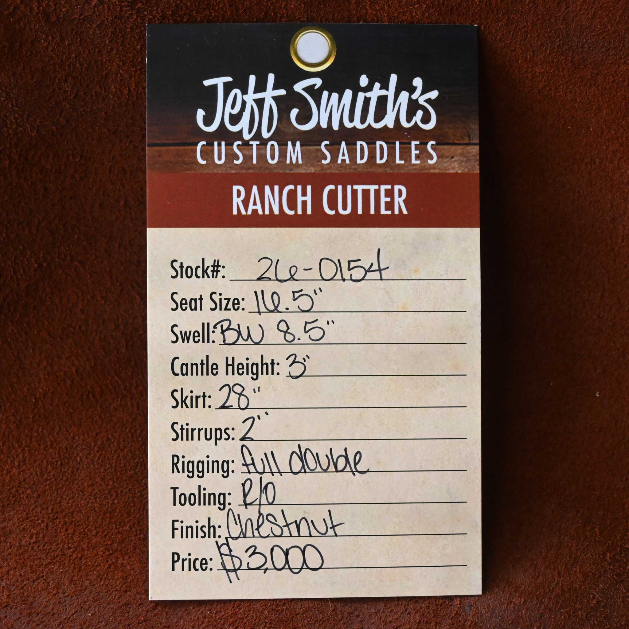 16.5" JEFF SMITH BUSTER WELCH RANCH CUTTER SADDLE - Image 3