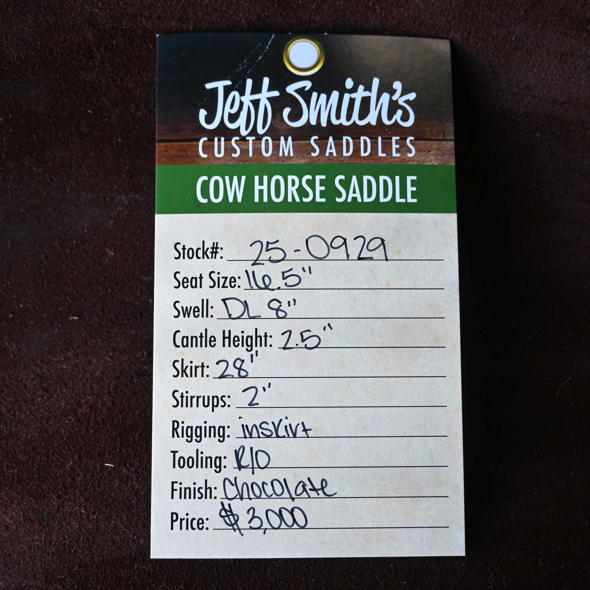 16.5" JEFF SMITH COW HORSE SADDLE - Image 3