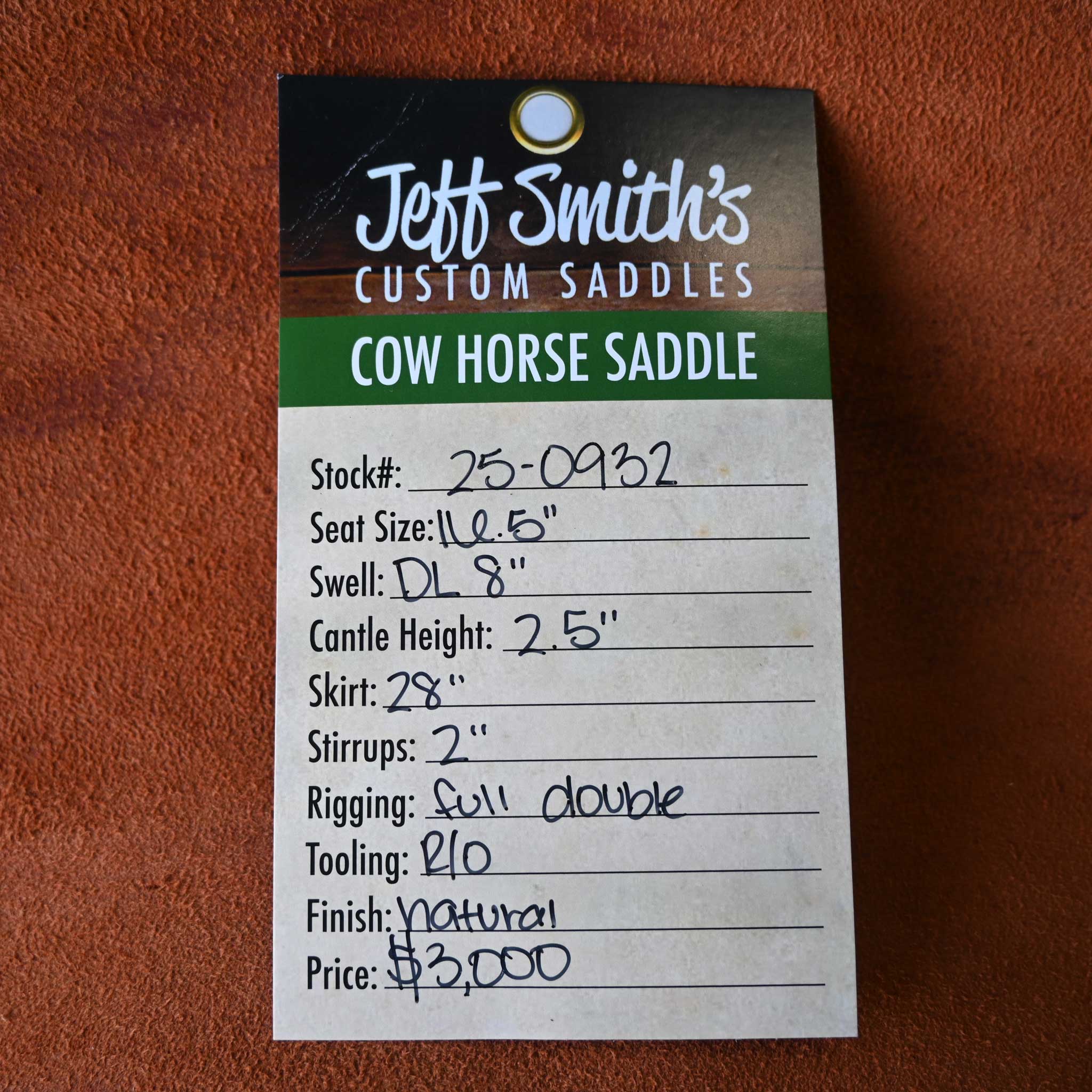 16.5" JEFF SMITH COW HORSE SADDLE - Image 3