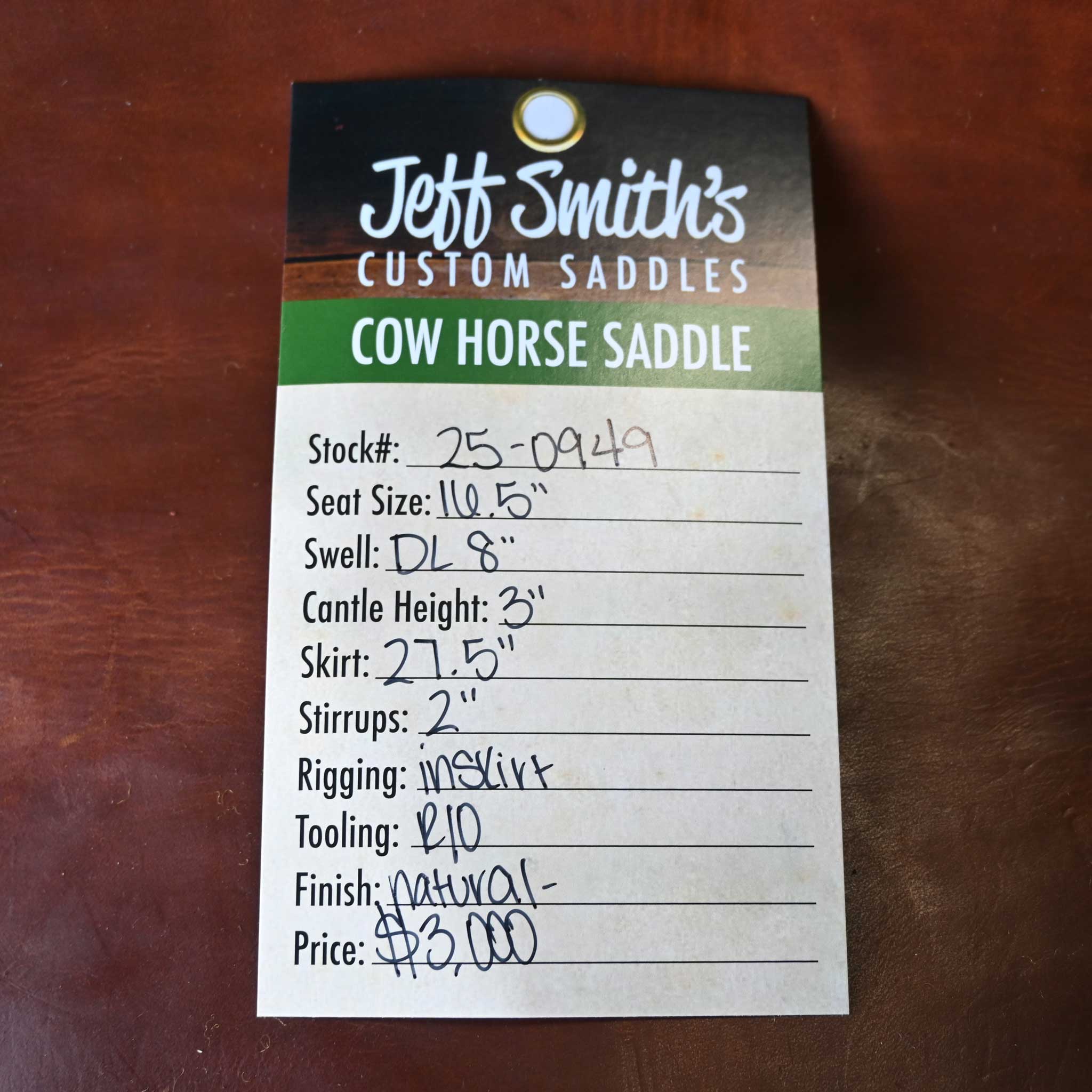 16.5" JEFF SMITH COW HORSE SADDLE - Image 3