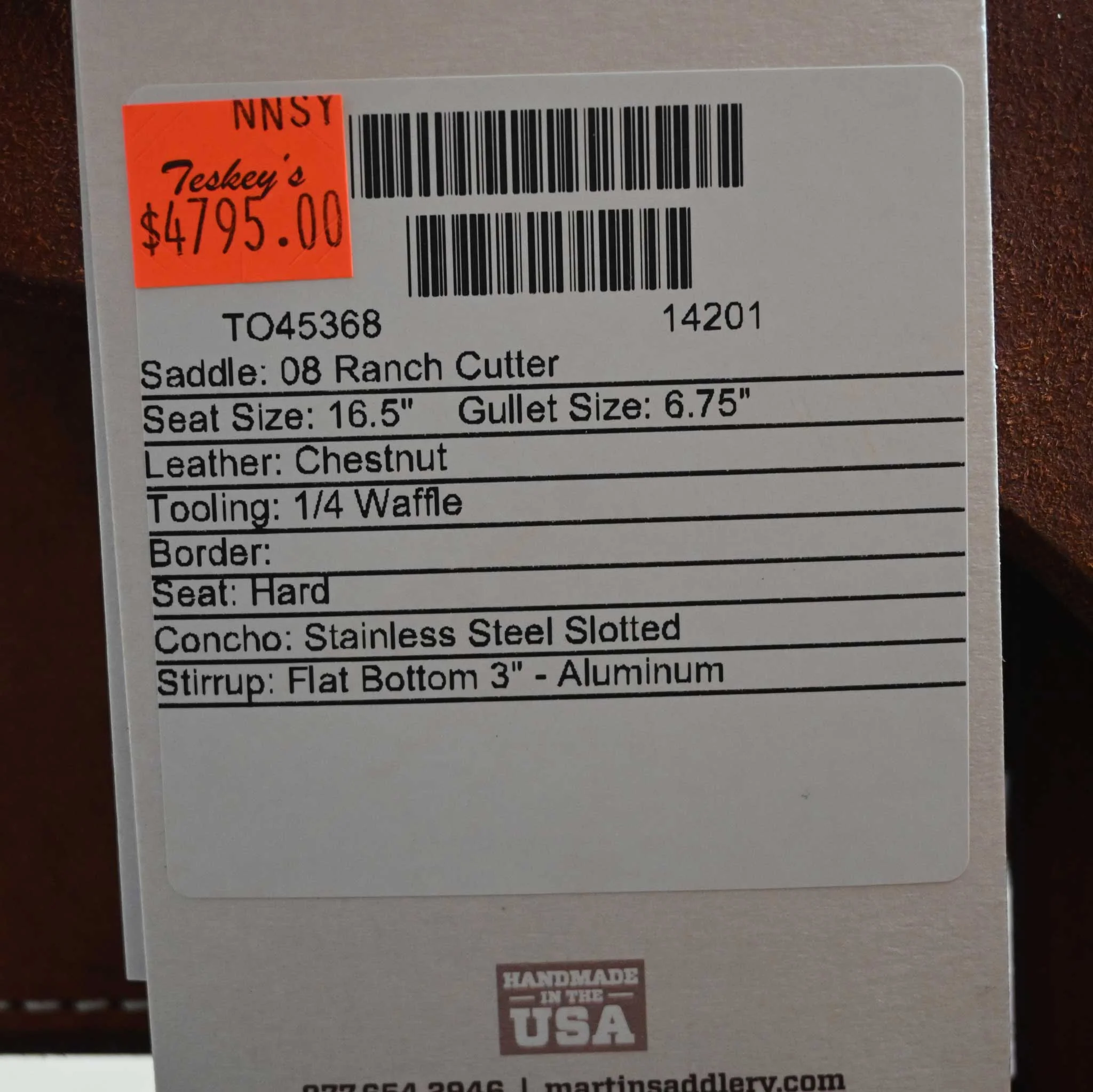 16.5" MARTIN RANCH CUTTER SADDLE - Image 3
