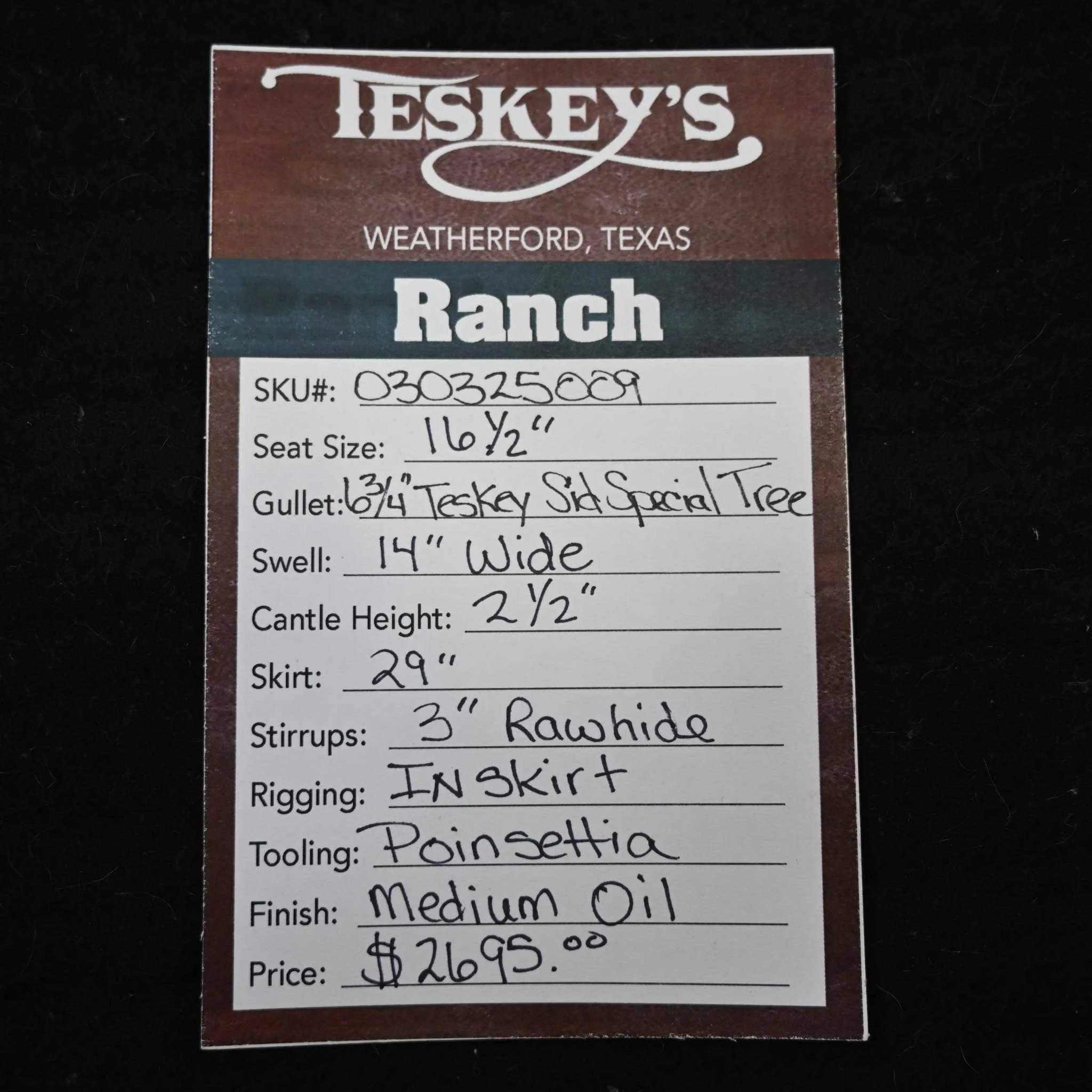 16.5" TESKEY'S RANCH SADDLE - Image 3