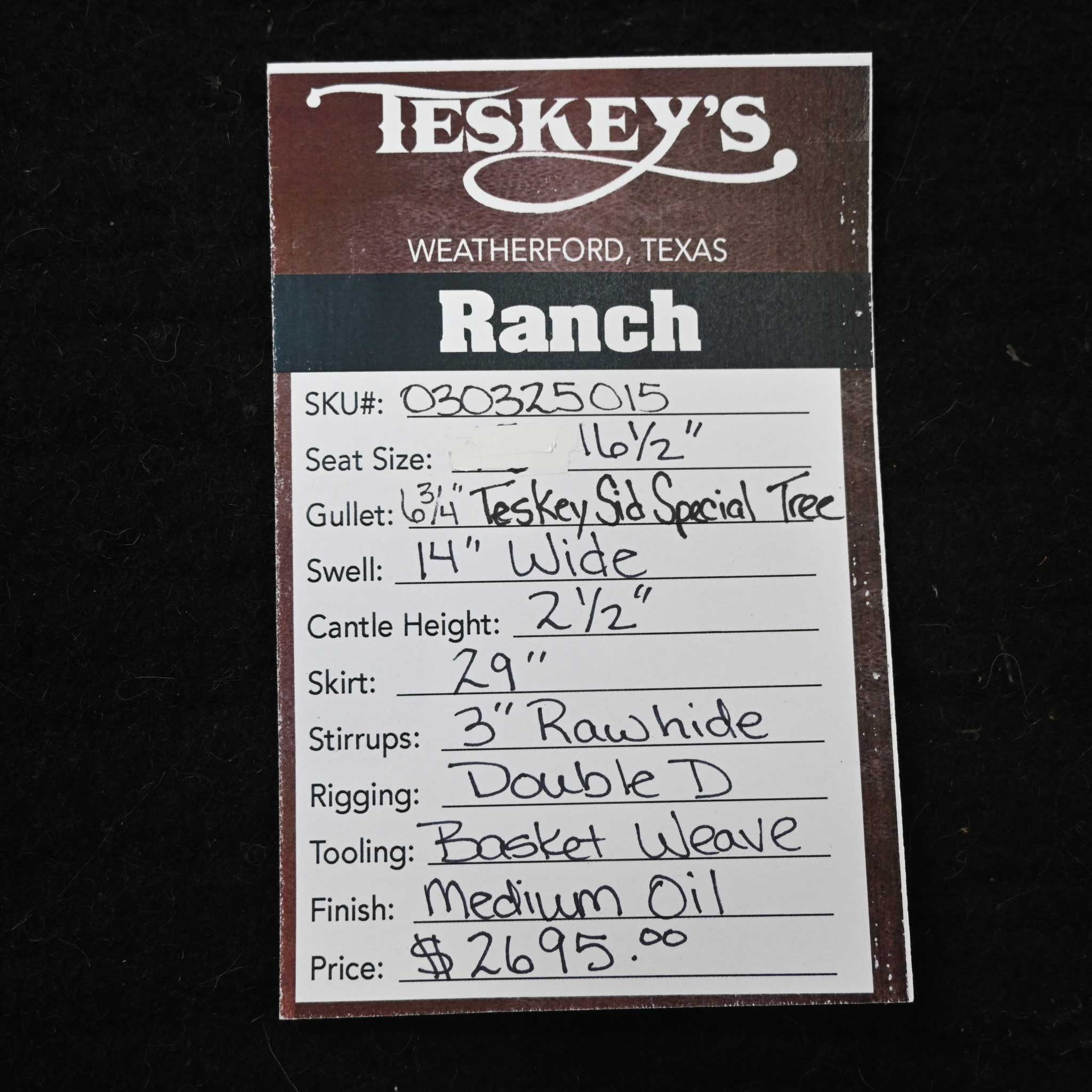 16.5" TESKEY'S RANCH SADDLE - Image 3