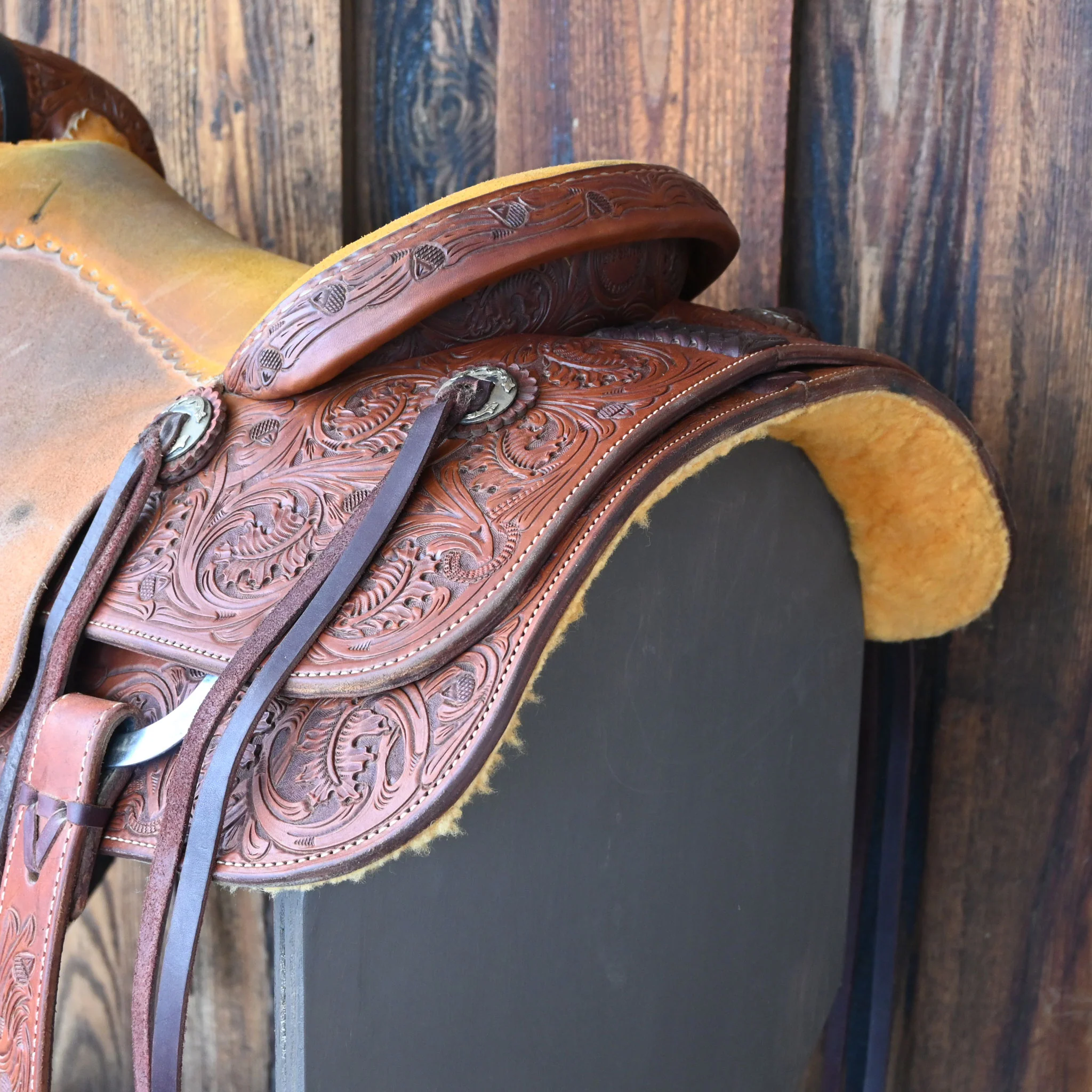 16.5" USED JEFF SMITH TEAM ROPING SADDLE - Image 3