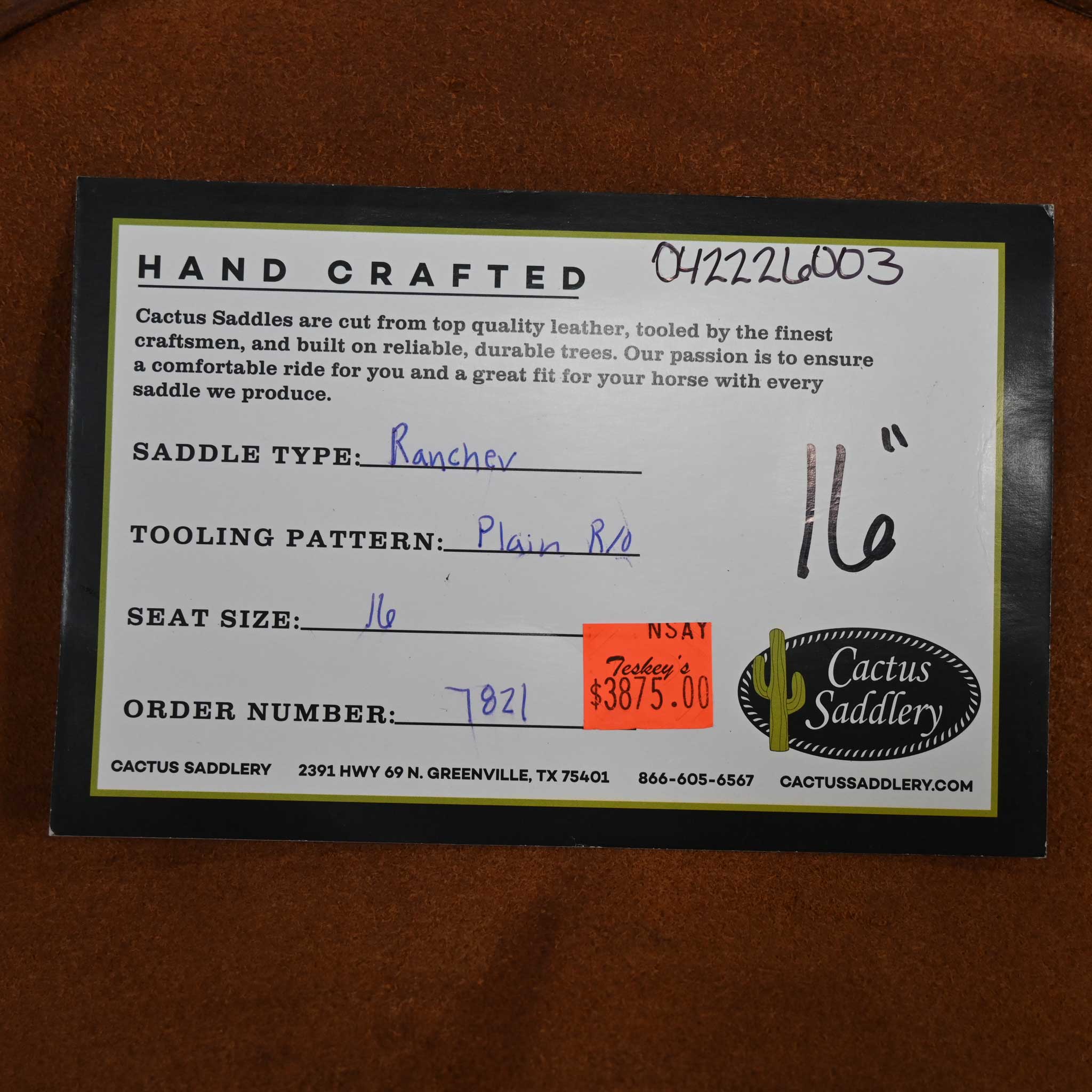 16" CACTUS RANCH SADDLE - Image 3