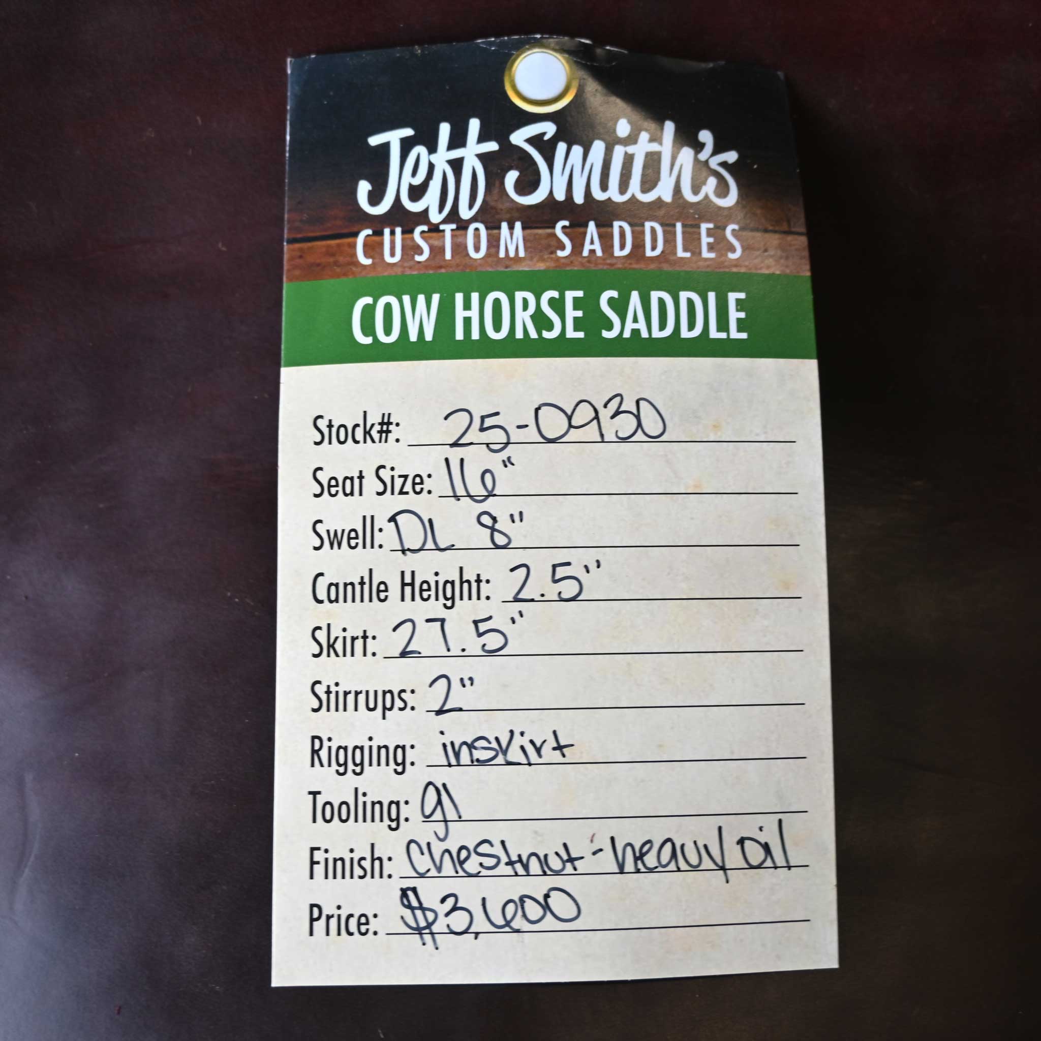 16" JEFF SMITH COW HORSE SADDLE - Image 3