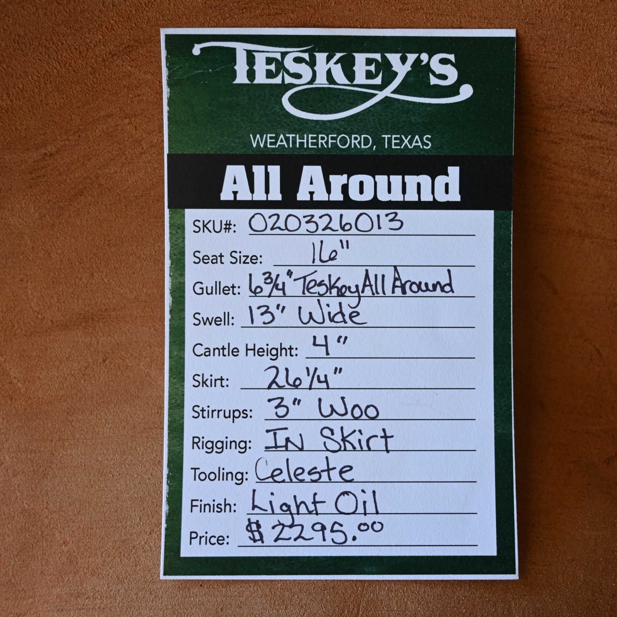 16" TESKEY'S ALL AROUND SADDLE - Image 3