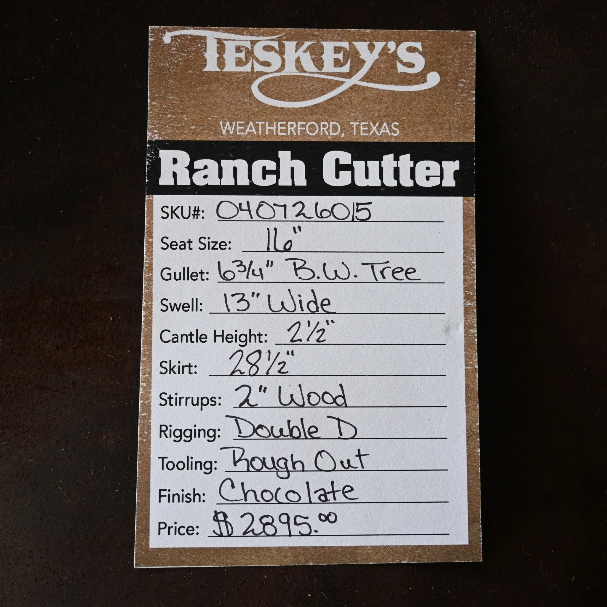 16" TESKEY'S PRO CUTTER RANCH CUTTER SADDLE - Image 3