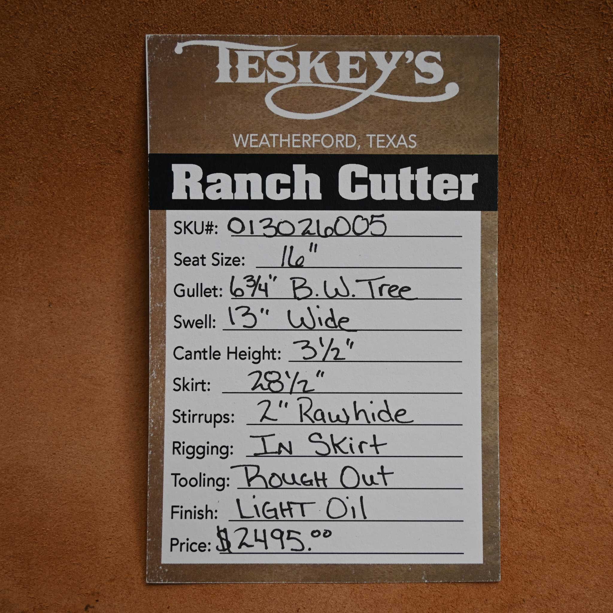 16" TESKEY'S RANCH CUTTER SADDLE - Image 3