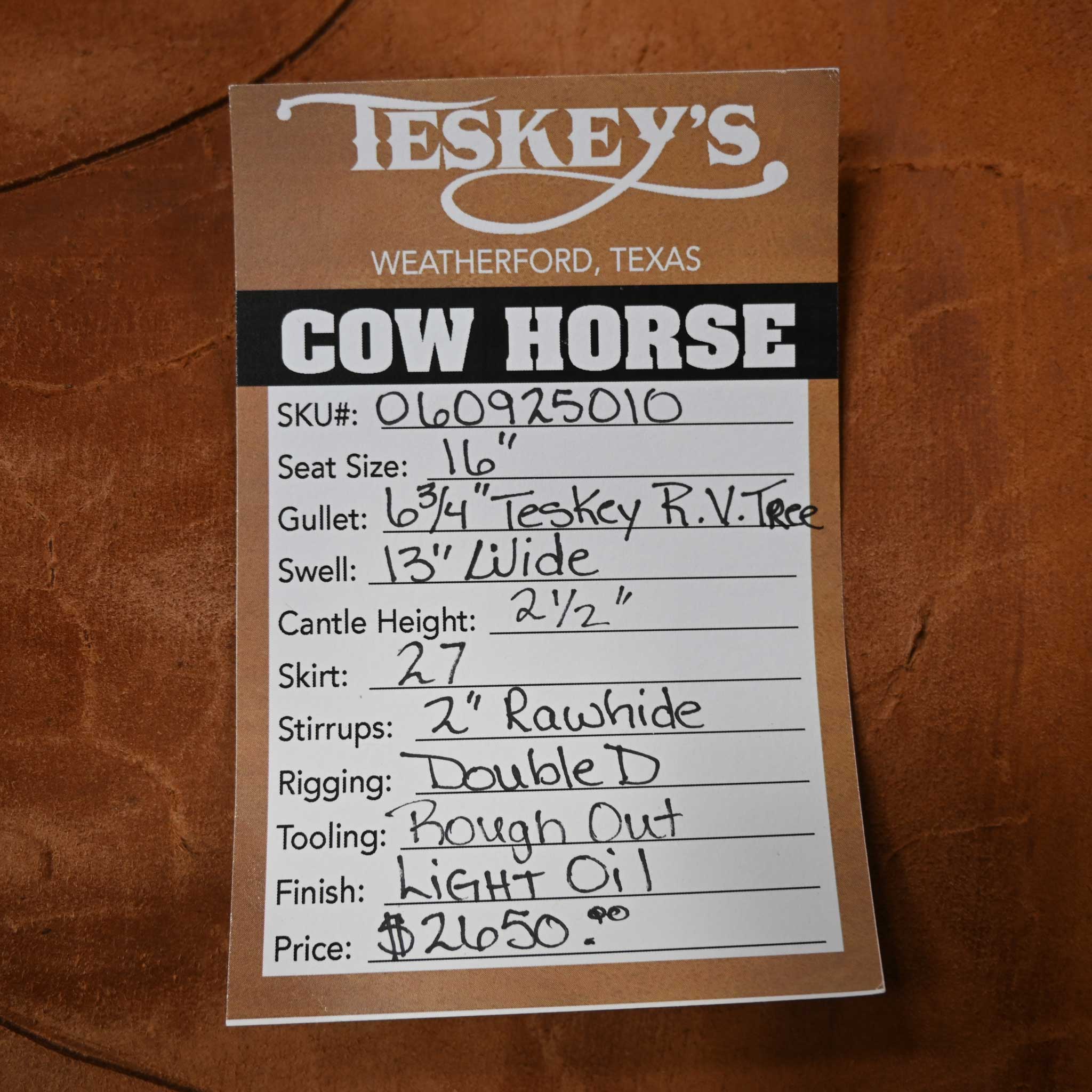 16" TESKEY'S RANCH VERSATILITY SADDLE - Image 3
