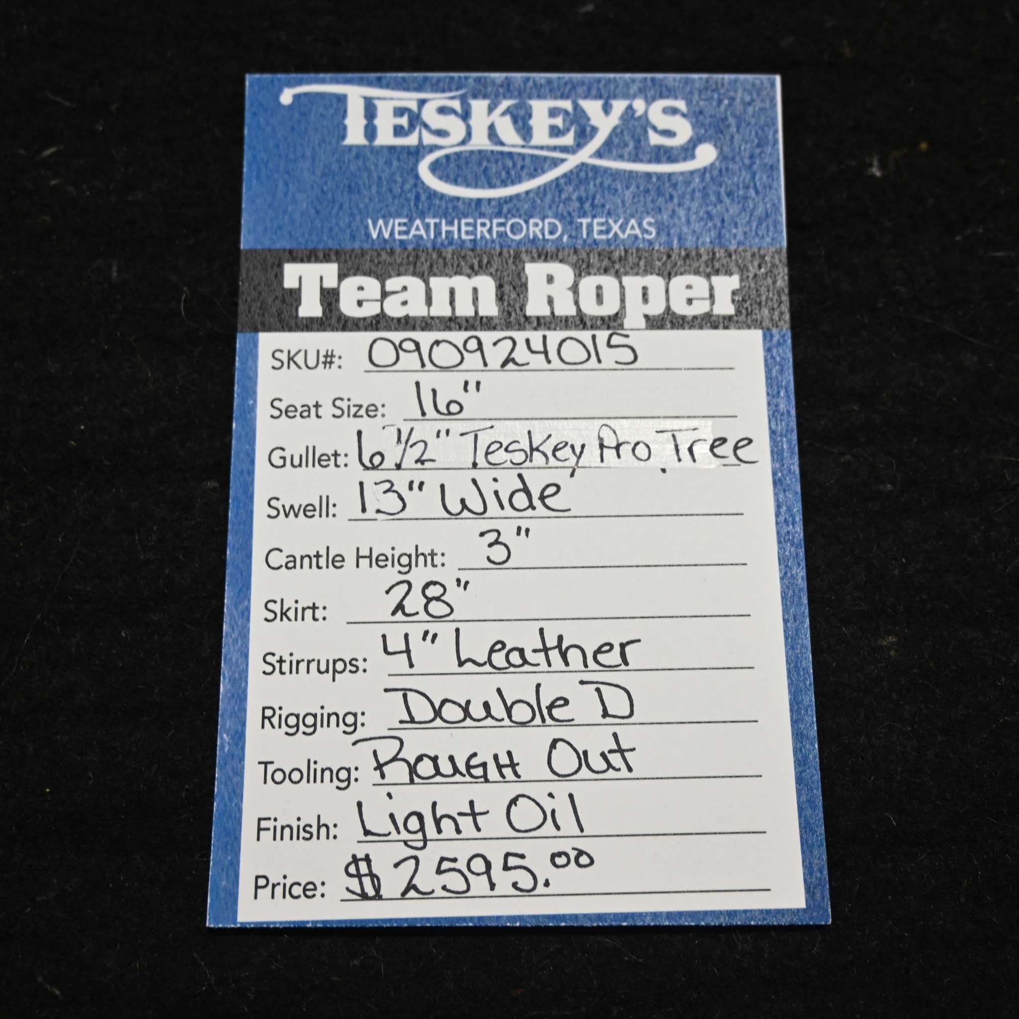 16" TESKEY'S TEAM ROPING SADDLE - Image 3
