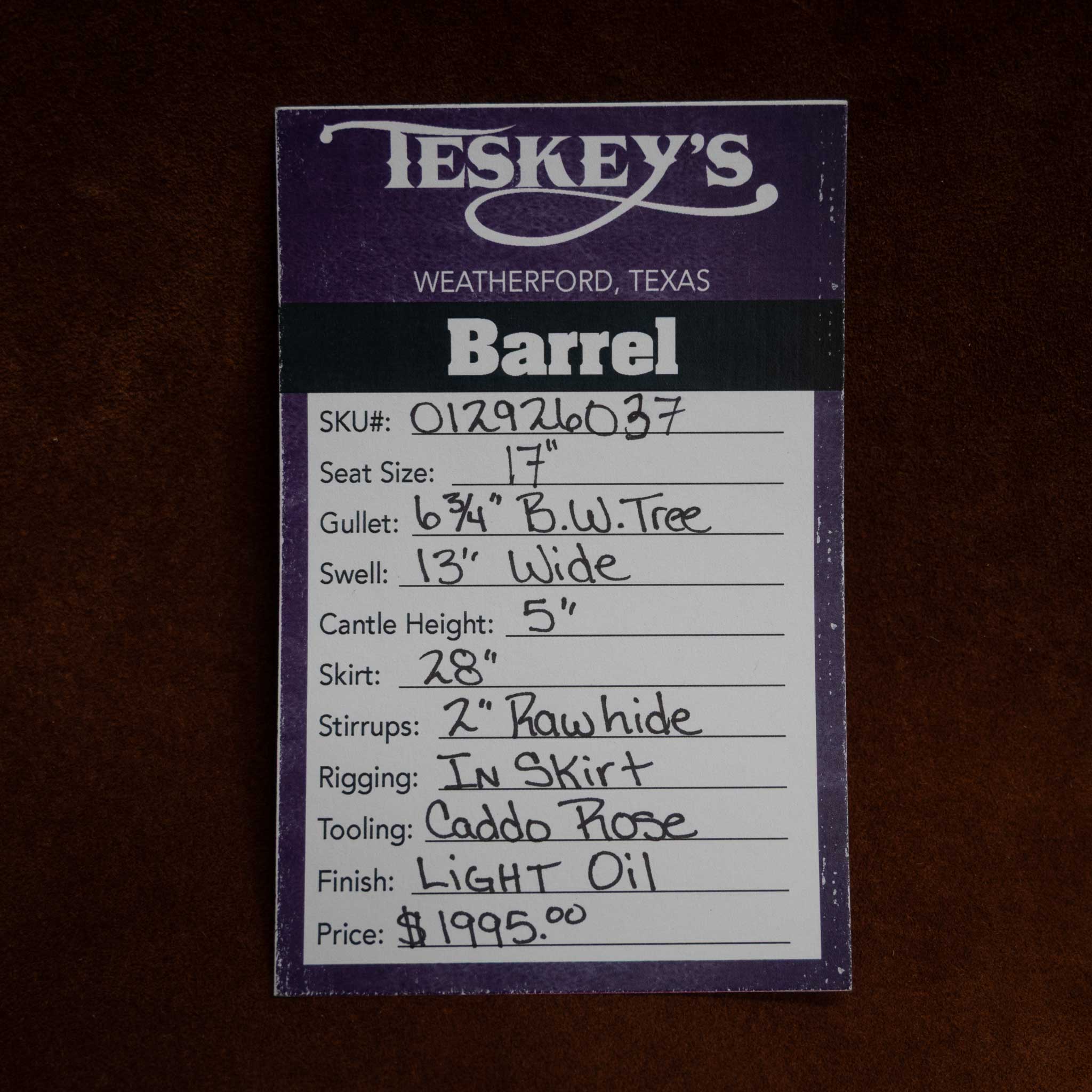 17" TESKEY'S BARREL SADDLE - Image 3