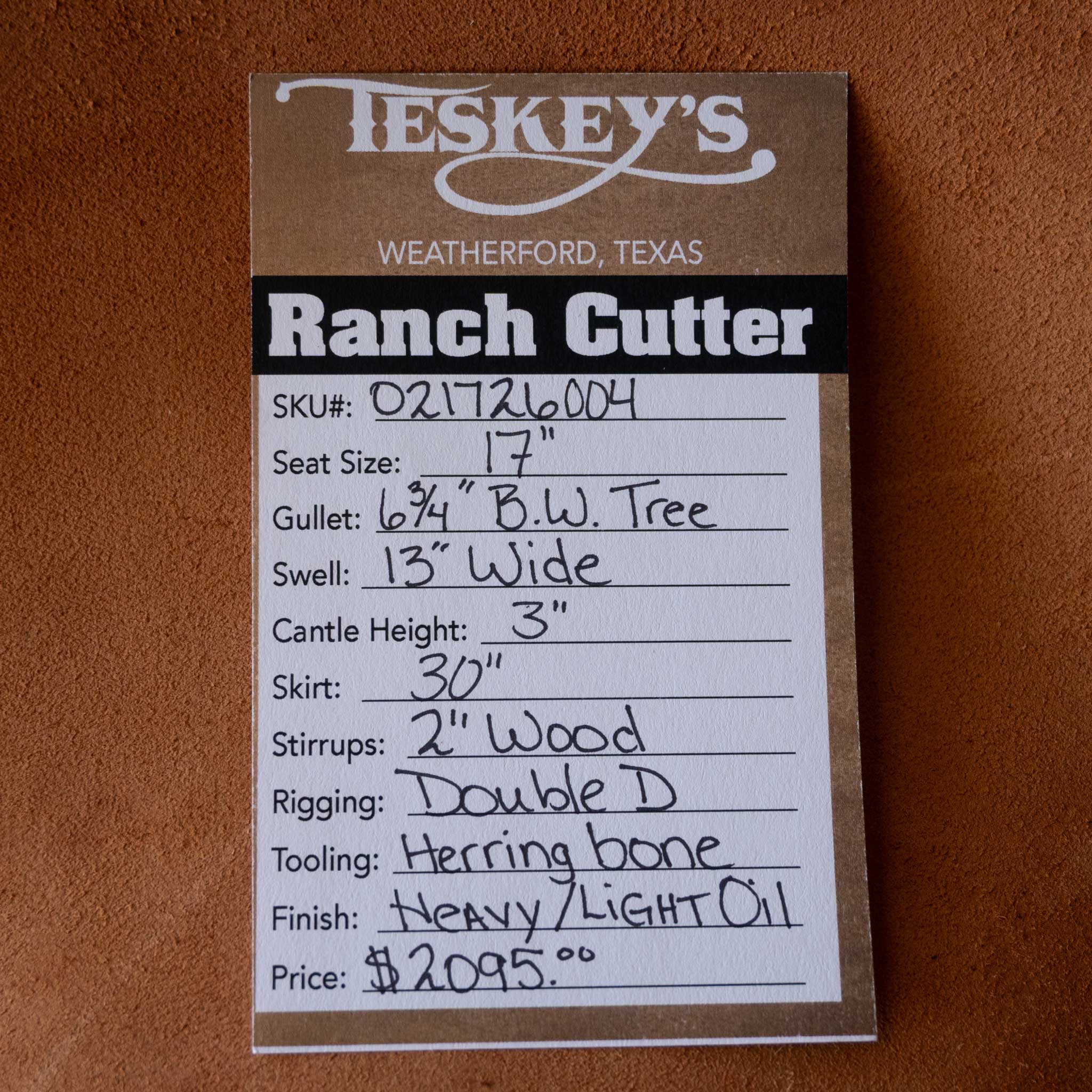17" TESKEY'S RANCH CUTTER SADDLE - Image 3