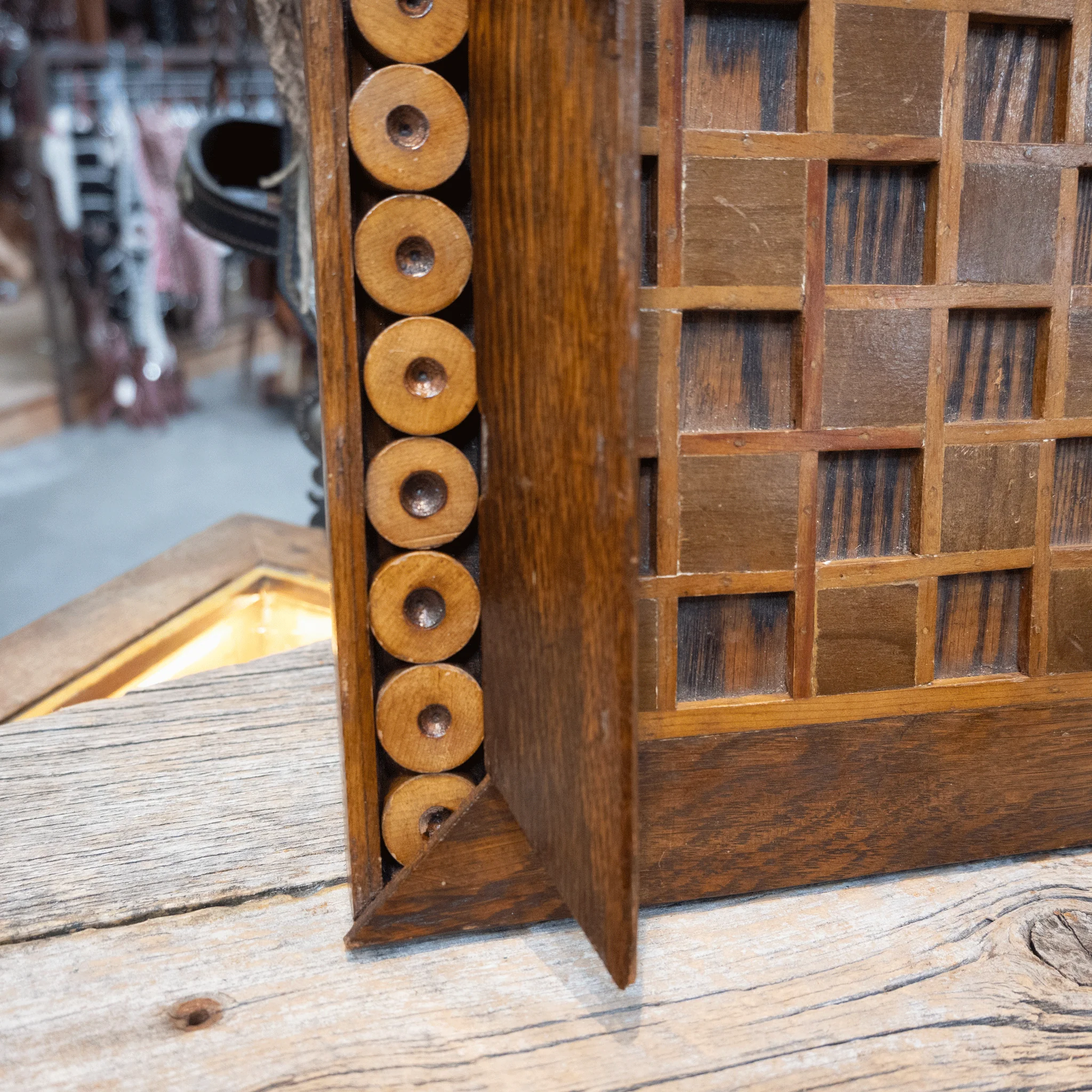 1883 - 1889 Wood Mosaic Co. Checker Board with All Original Pieces - Image 3