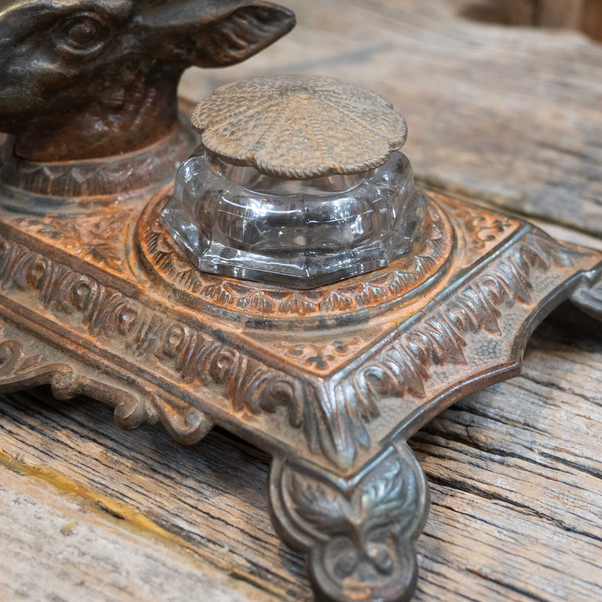 Rare Bradley & Hubbard Deer Head Inkwell with Original Pen - Image 4