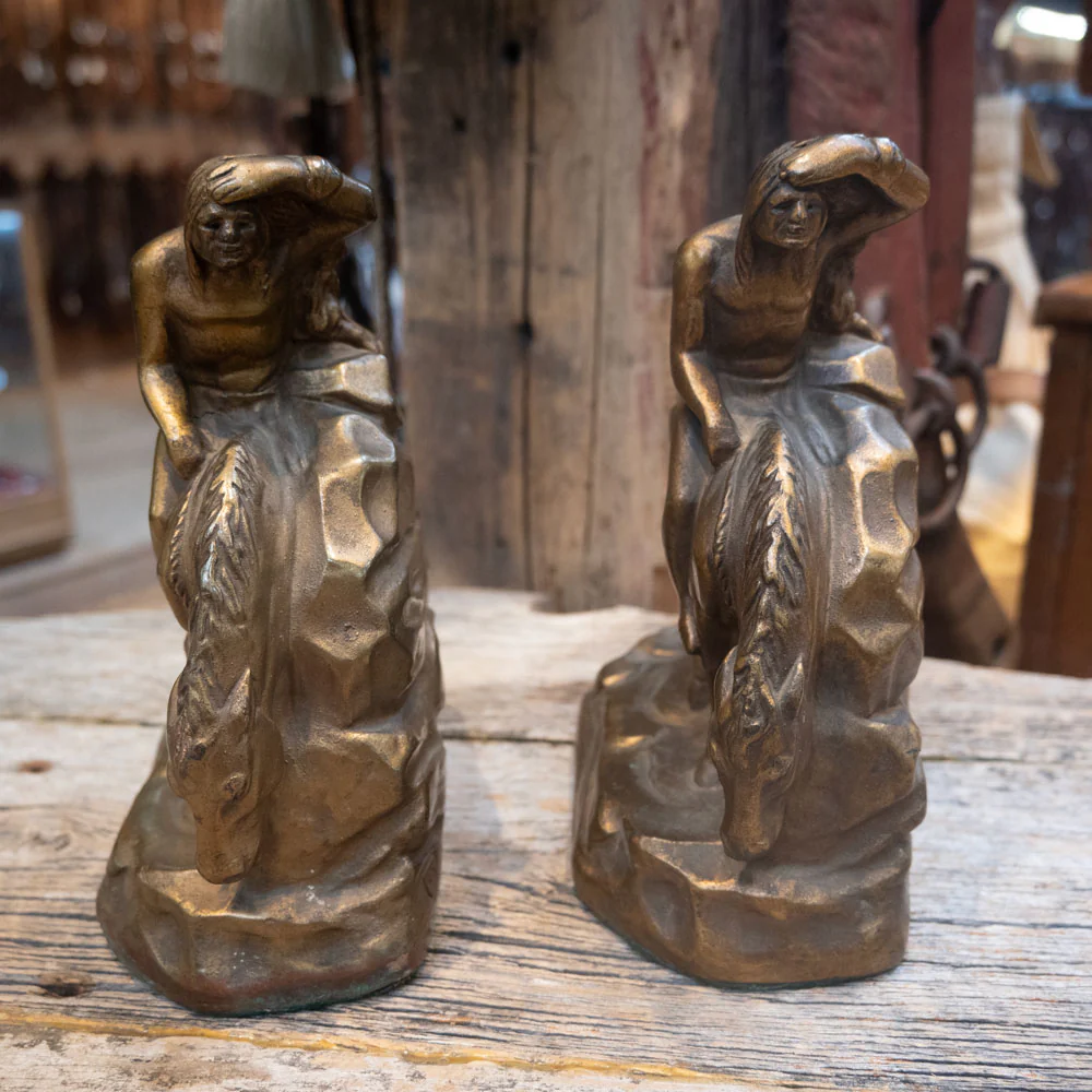 Bronze Clad Chalkware Indian Bookends - Image 3