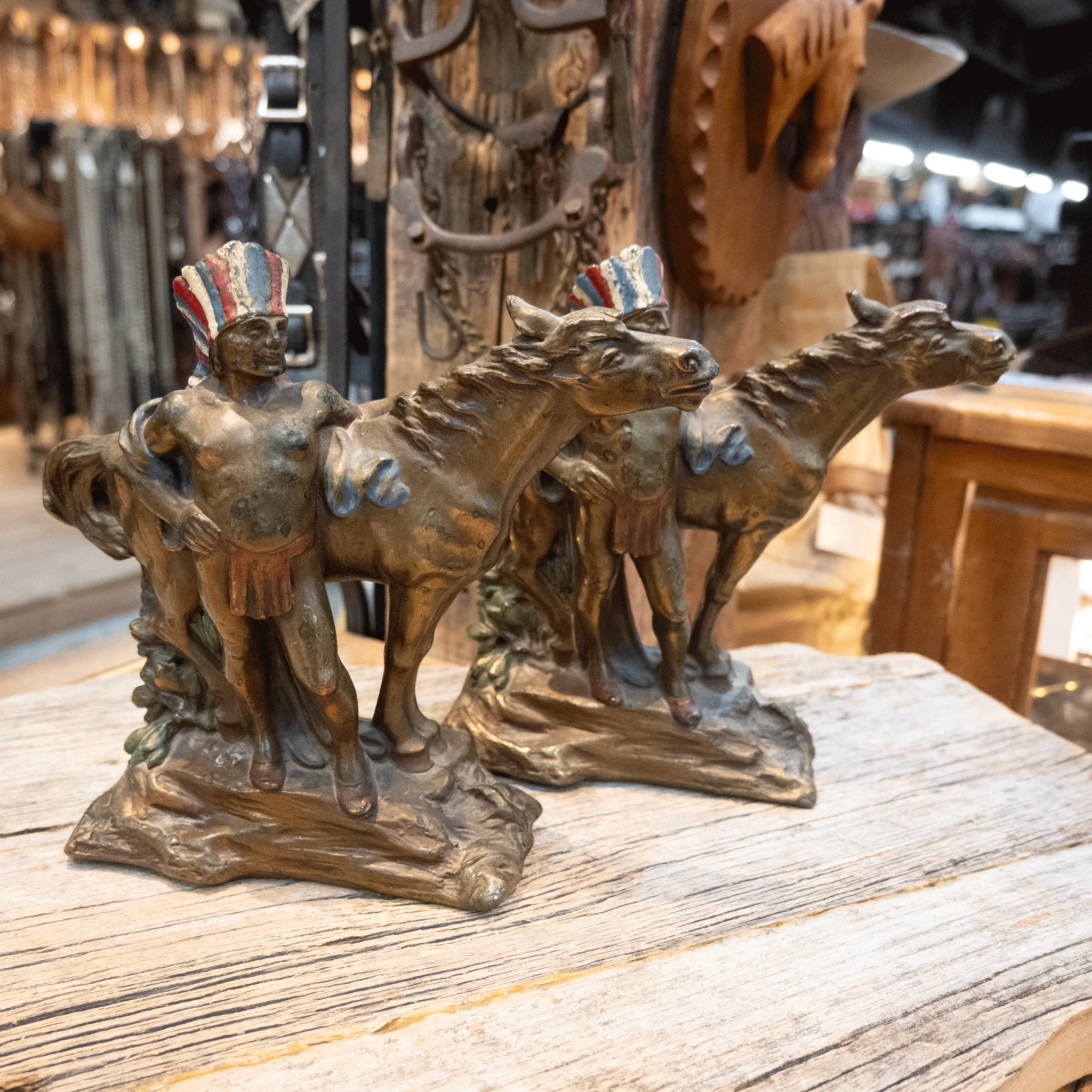 1928 Copper Native American Bookends - Image 2