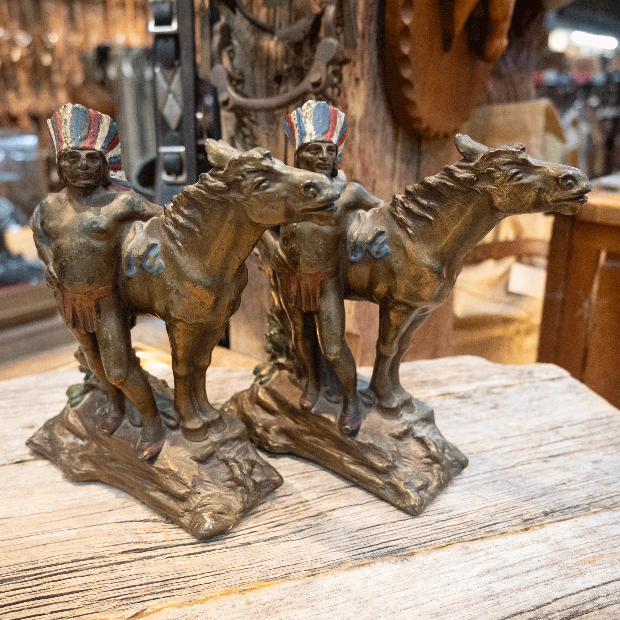 1928 Copper Native American Bookends - Image 4