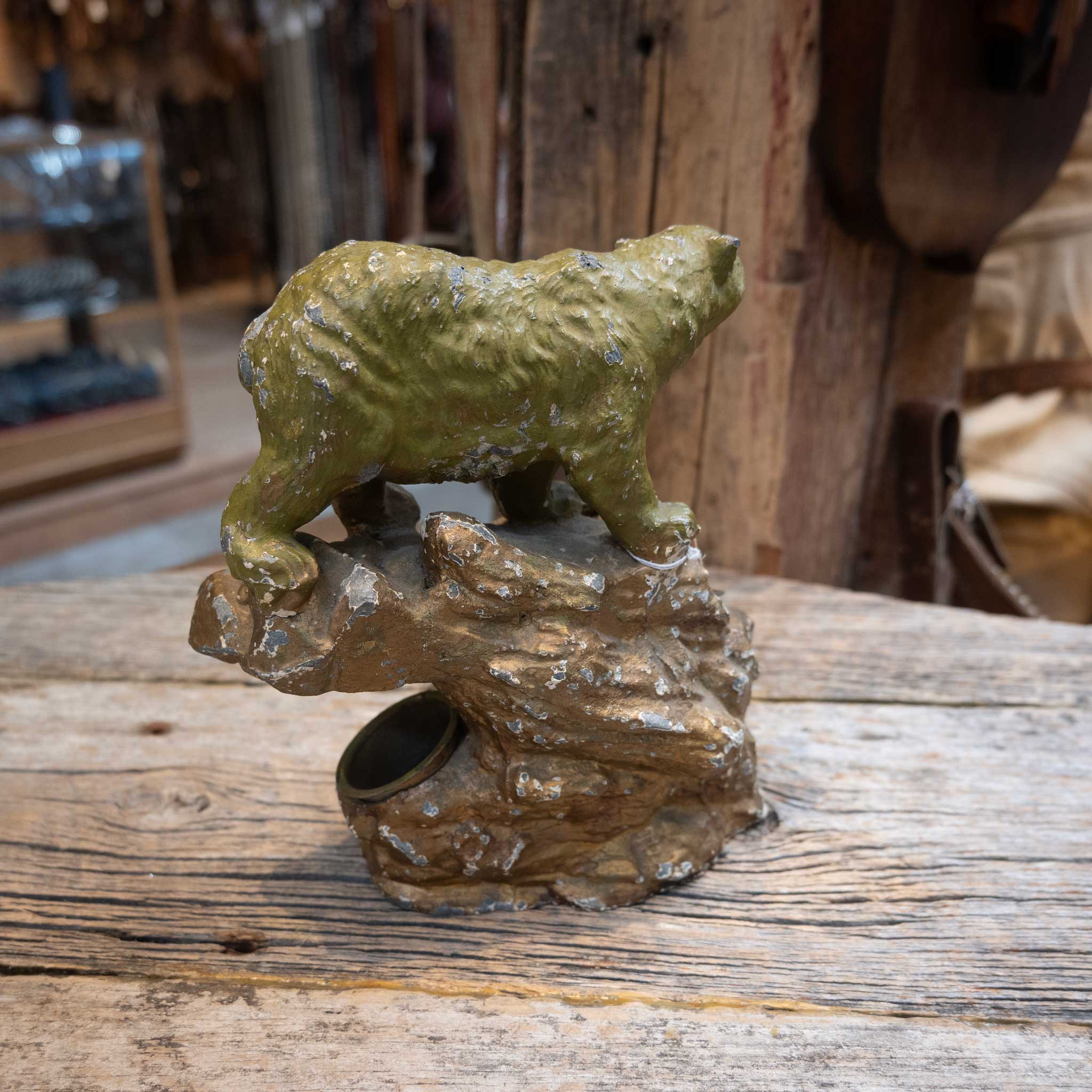 Vintage Painted Metal Bear Inkwell - Image 3