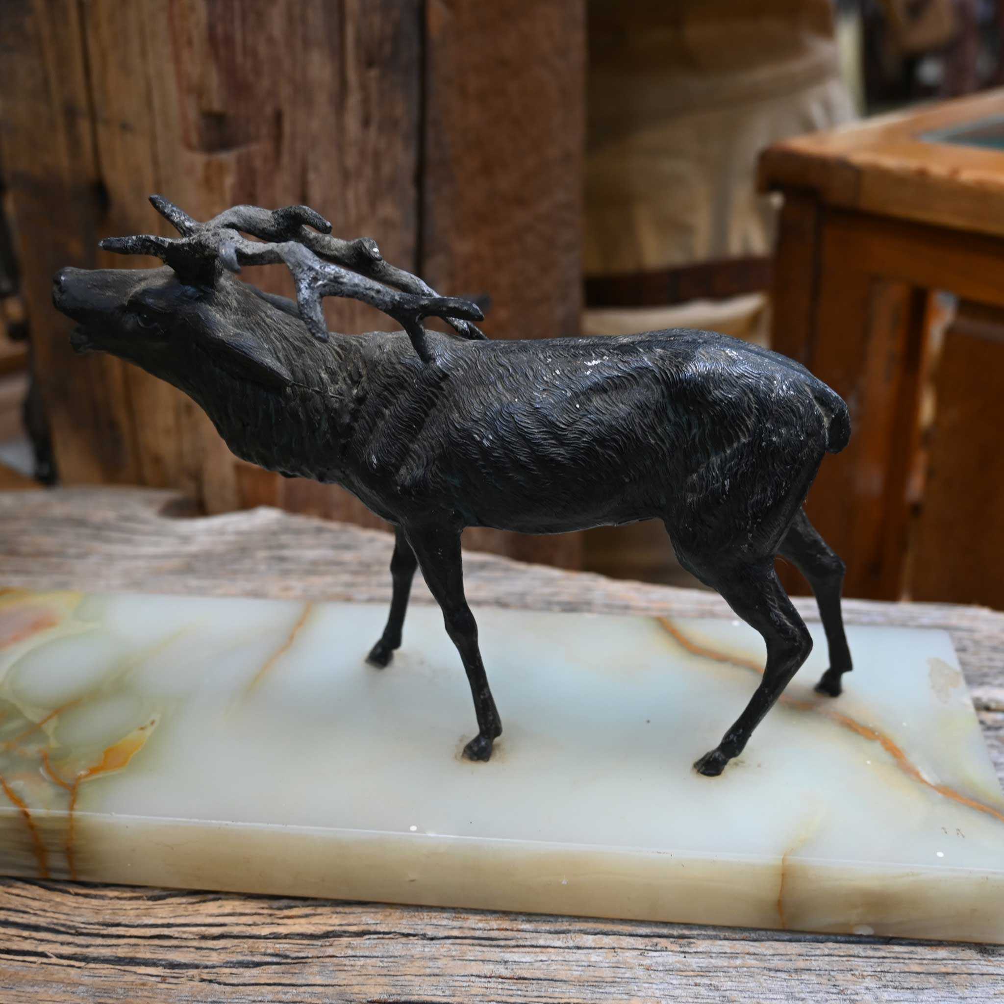Very Unique! 1930's Adirondack Screaming Elks w/Onyx Base - Image 2