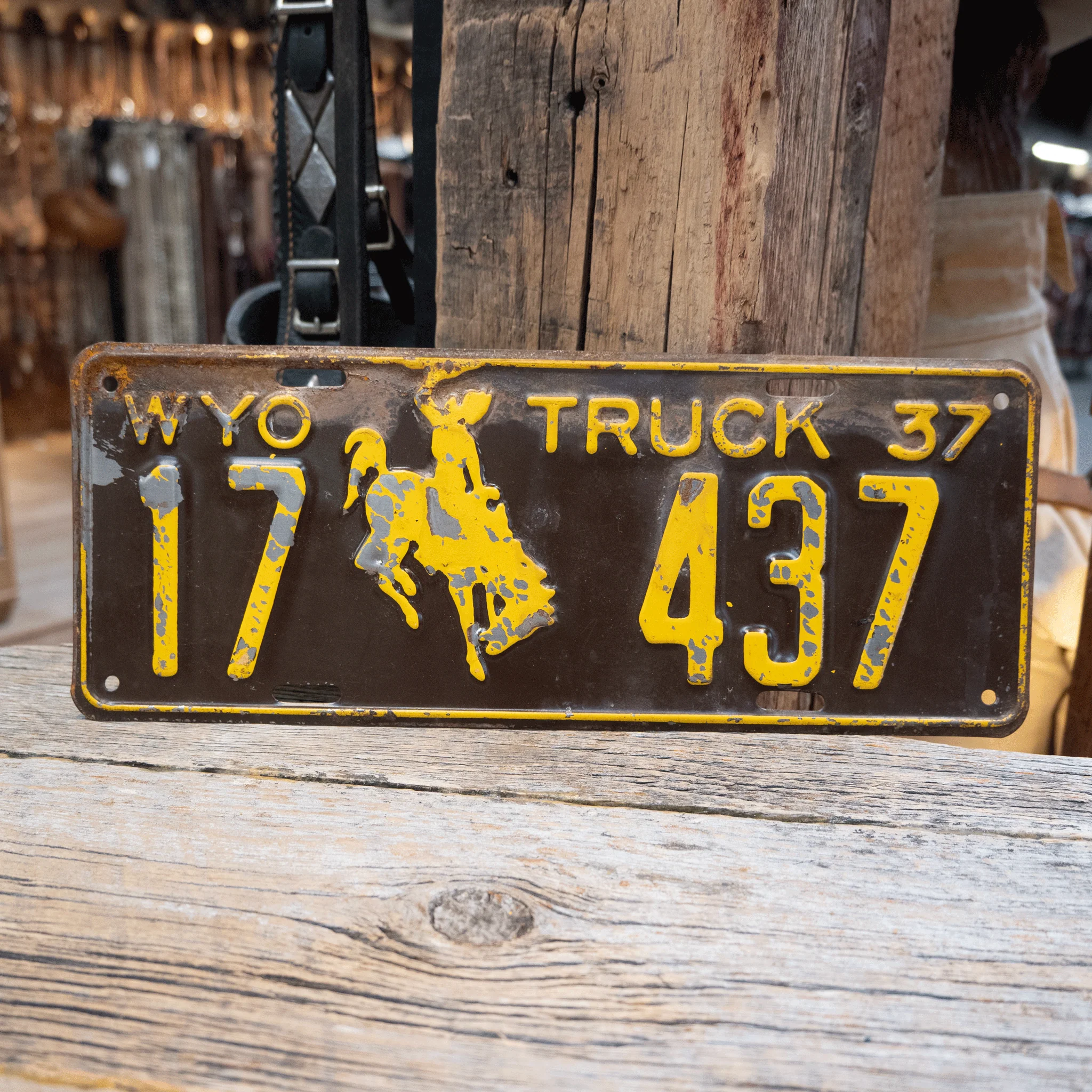 Vintage 1937 Wyoming Truck License Plate