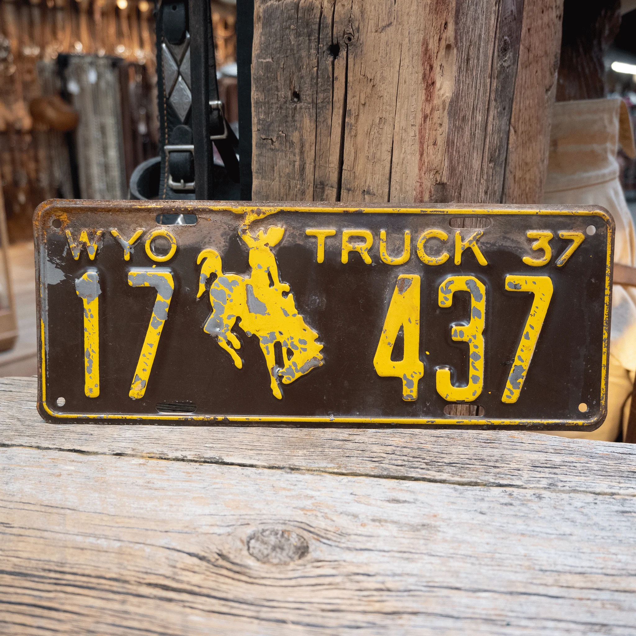 Vintage 1937 Wyoming Truck License Plate - Image 2