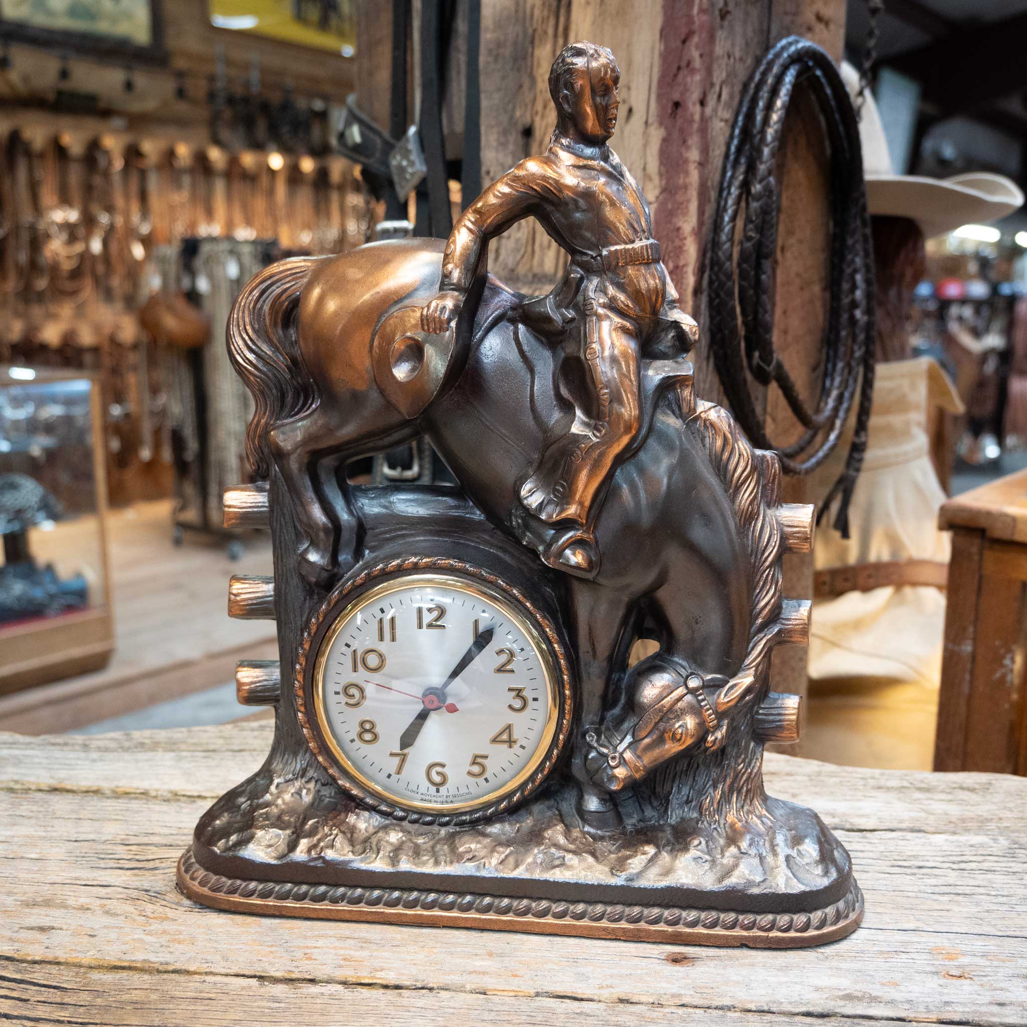 1940's 1950's Copper Cowboy Clock