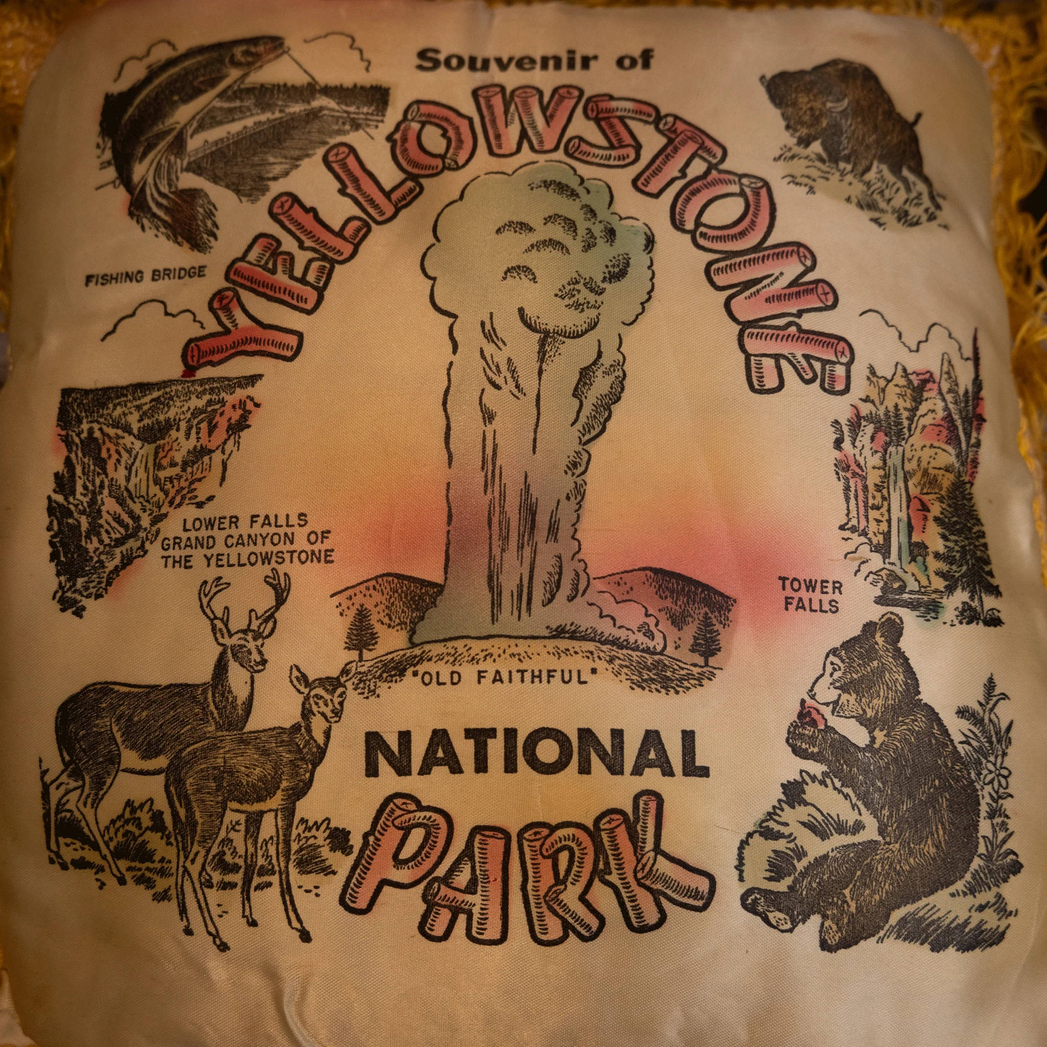 1940's-50's Souvenir of Yellowstone National Park Pillow - Image 2