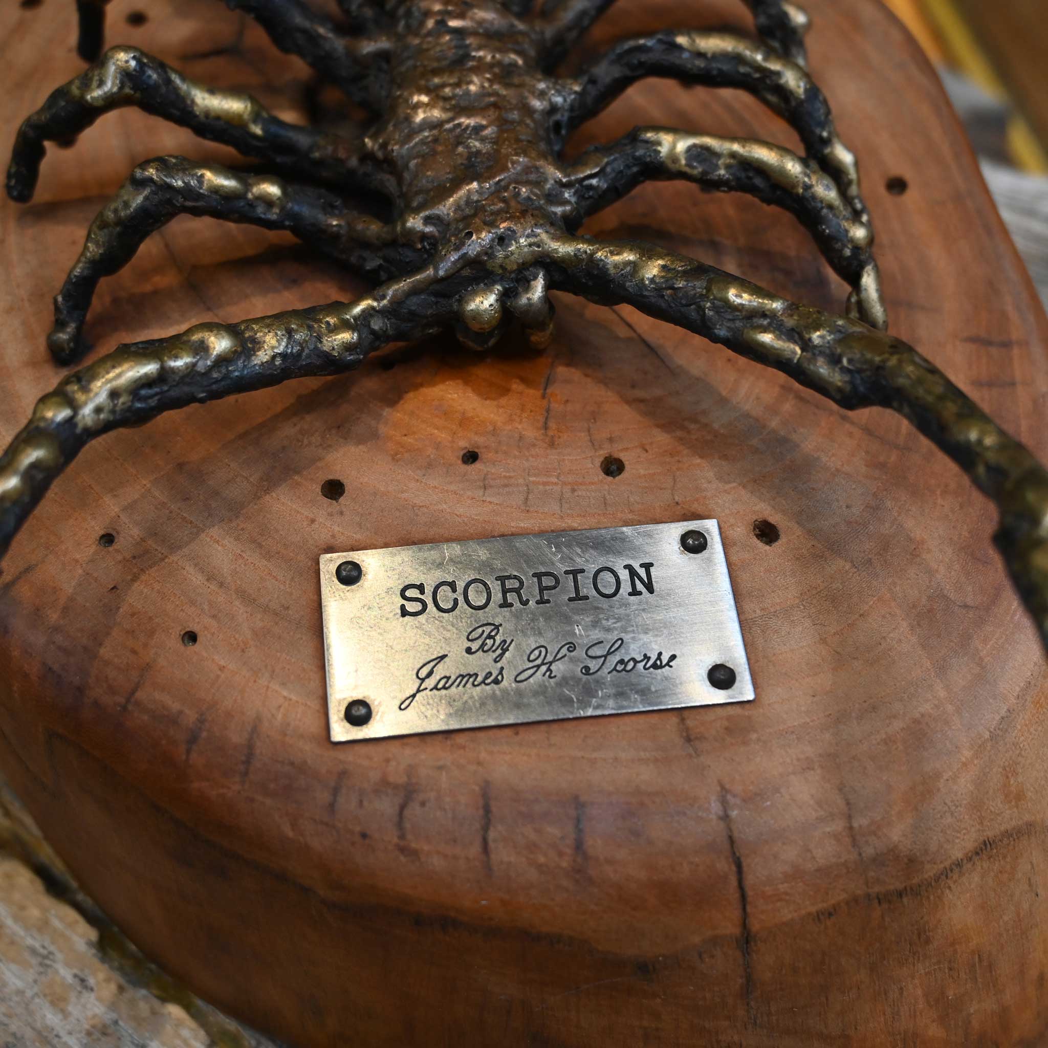 Handmade by James H.Scorse Vintage Bronze Finish Scorpion Statue - Image 2