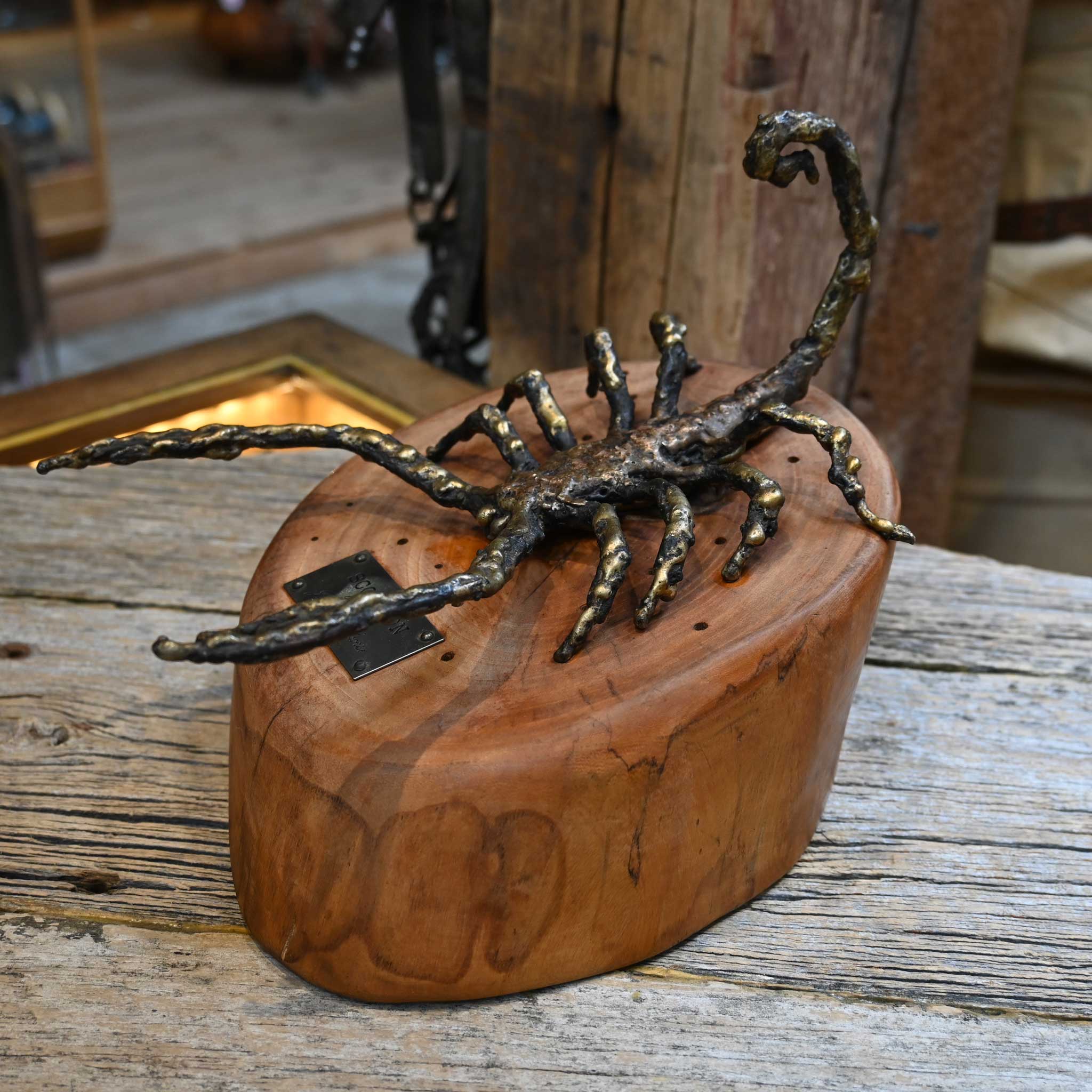 Handmade by James H.Scorse Vintage Bronze Finish Scorpion Statue - Image 3
